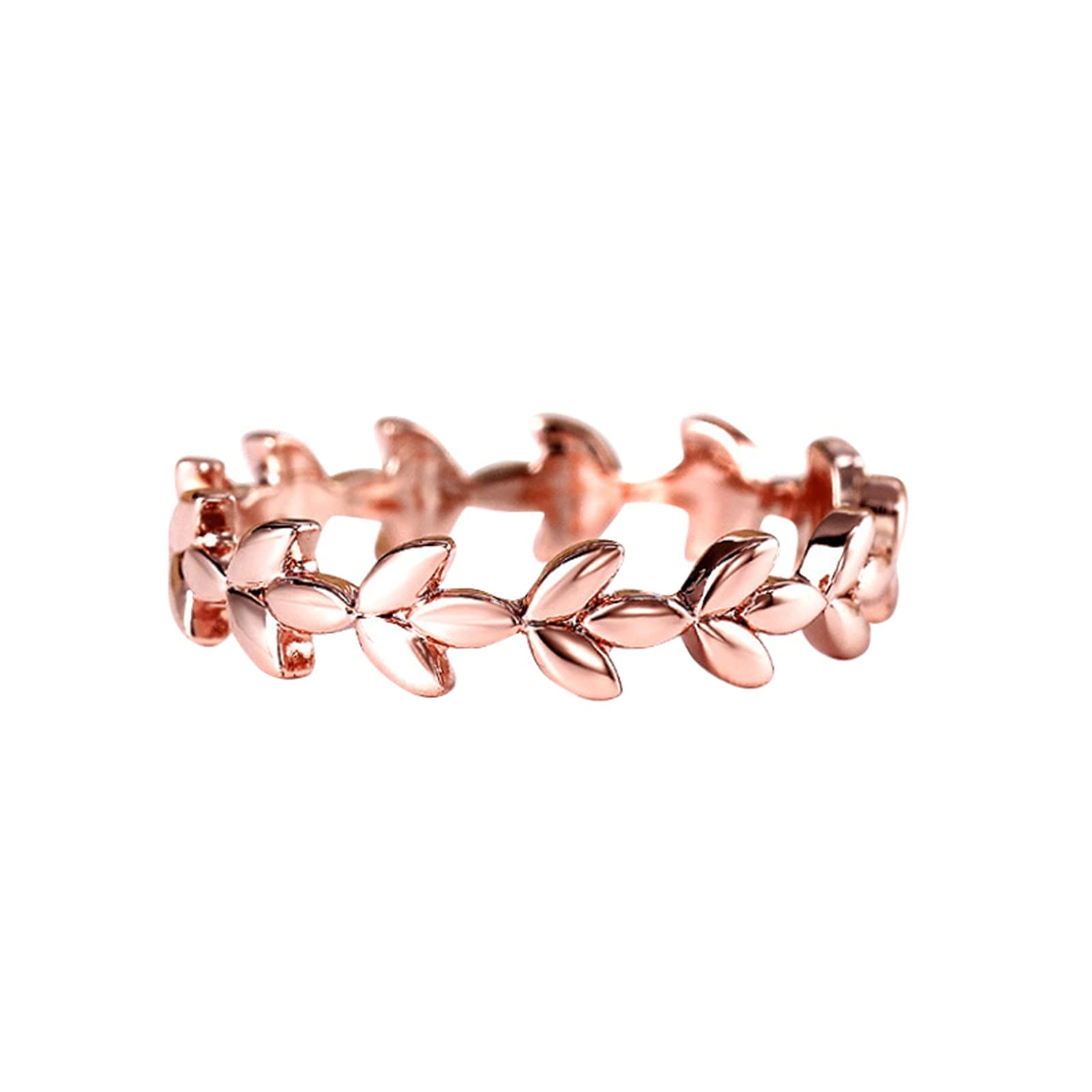 Elegant Rose Gold Leaf Vine Ring for Women - Fashion Jewelry Gift for Her - Perfect for Weddings, Parties & Everyday Wear (Size 7)