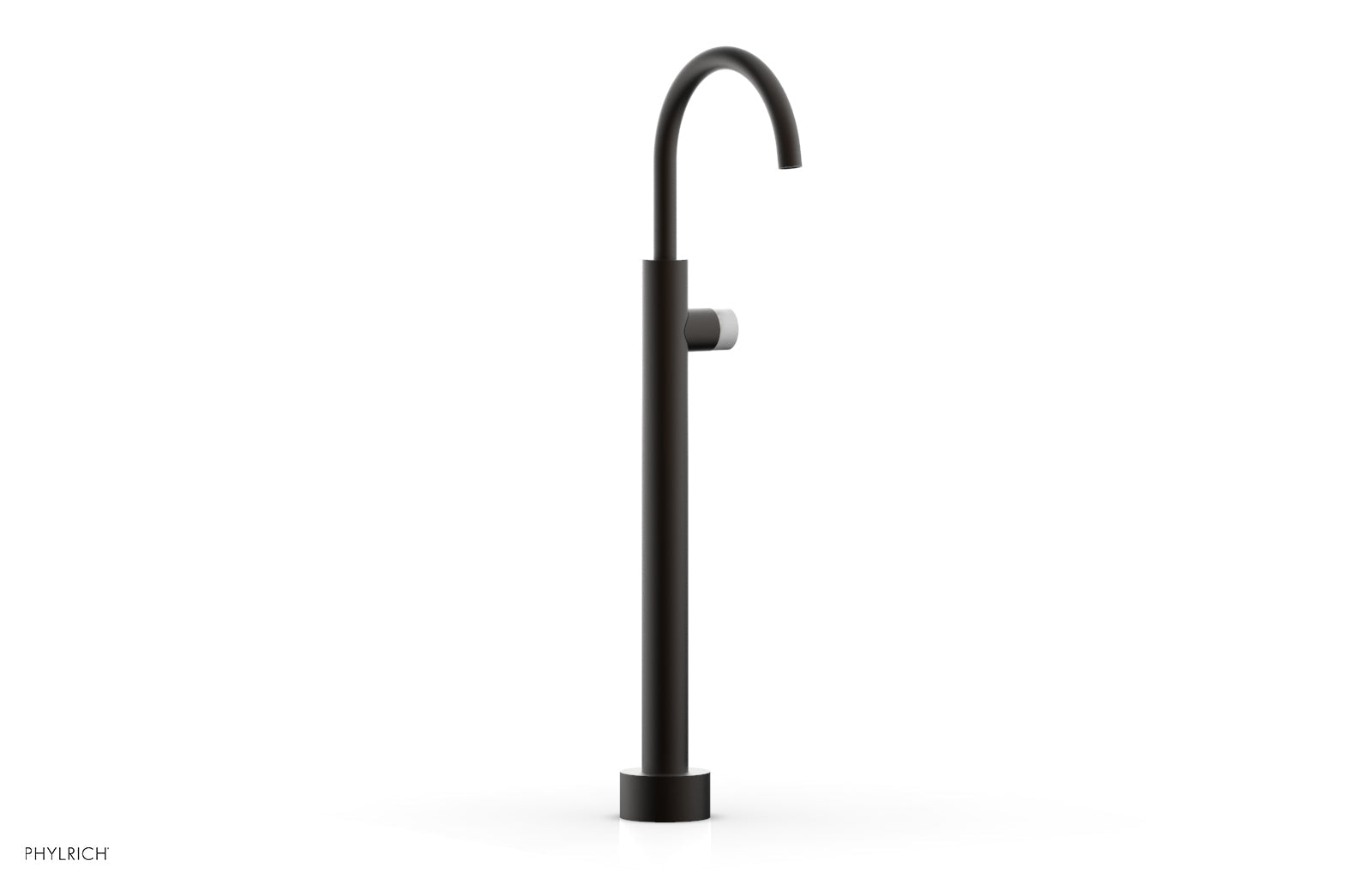 BASIC II Low Floor Mount Tub Filler with White Marble Handle - Model 230 47 04 - Perfect for Modern Bathroom Renovations and Spa-Like Bathtub Installations