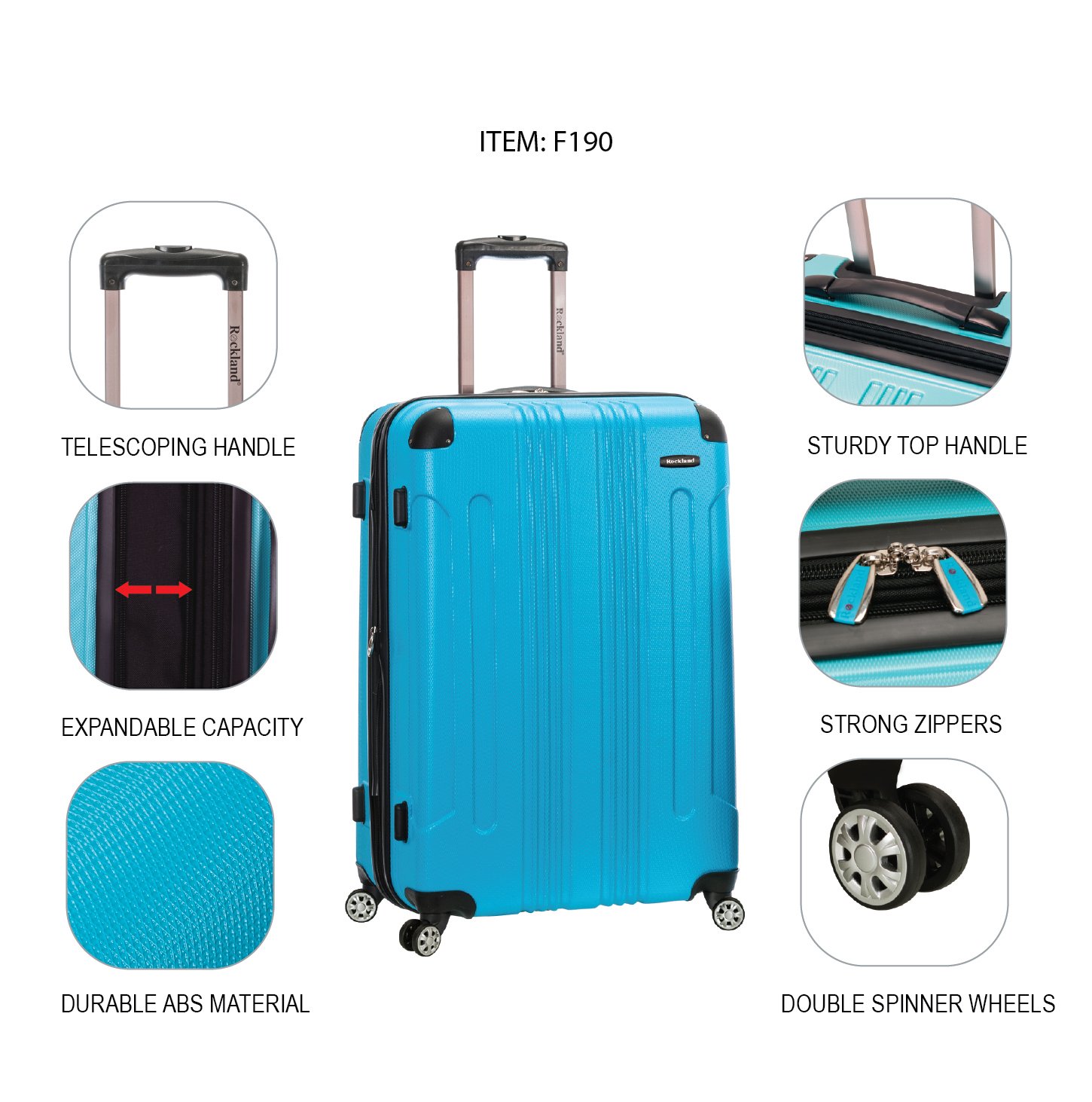 Rockland London Hardside Spinner Wheel Luggage Set - 20/24/28 Inch Carry On & Checked Suitcase, Lightweight Yellow Travel Luggage for Business Trips & Vacations