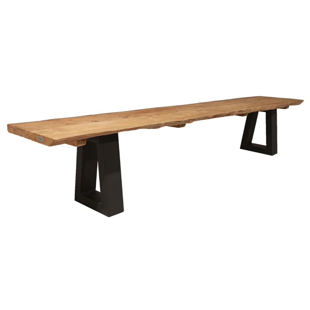 Live Edge 3-Piece Dining Table Set - Natural Wood Table with Benches - Rustic Farmhouse Style for Kitchen, Dining Room & Outdoor Patio