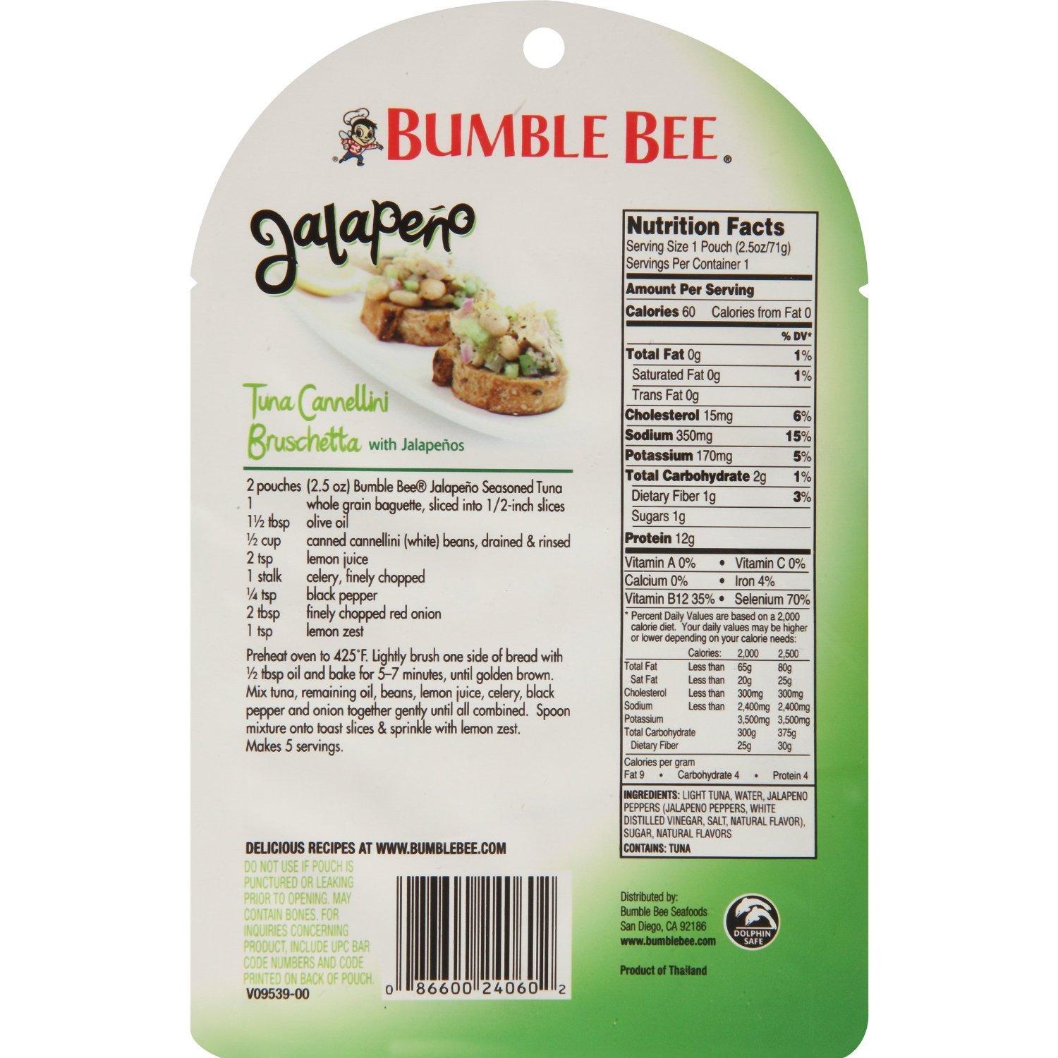 Bumble Bee Jalapeno Seasoned Tuna Pouch - 3 Pack (2.5 oz Each) | Spicy Canned Tuna for Sandwiches, Salads & Keto Meals | High Protein Snack On The Go