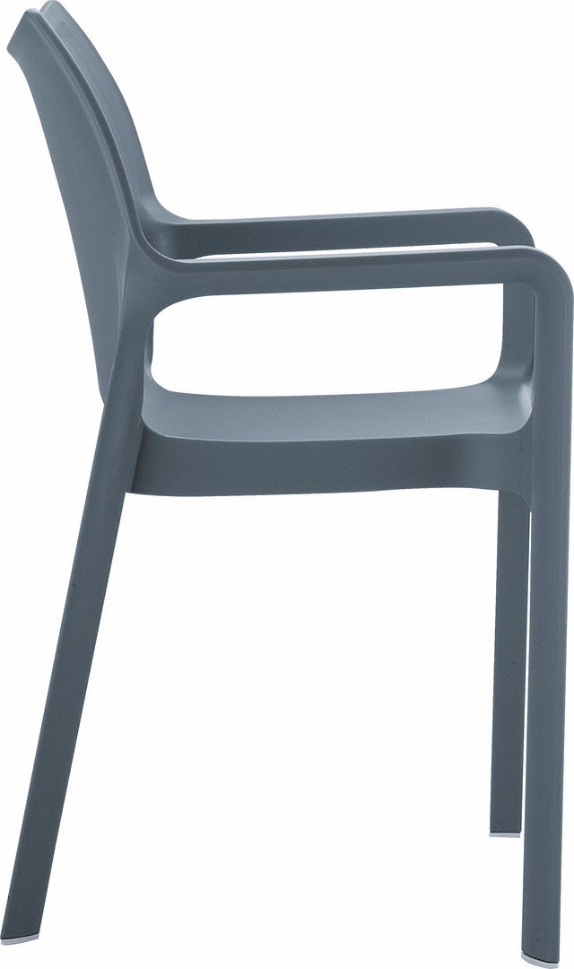 Dark Gray Resin Outdoor Patio Dining Arm Chairs (Set of 4) - Weatherproof & Durable for Backyard, Garden, Poolside & Restaurant Use