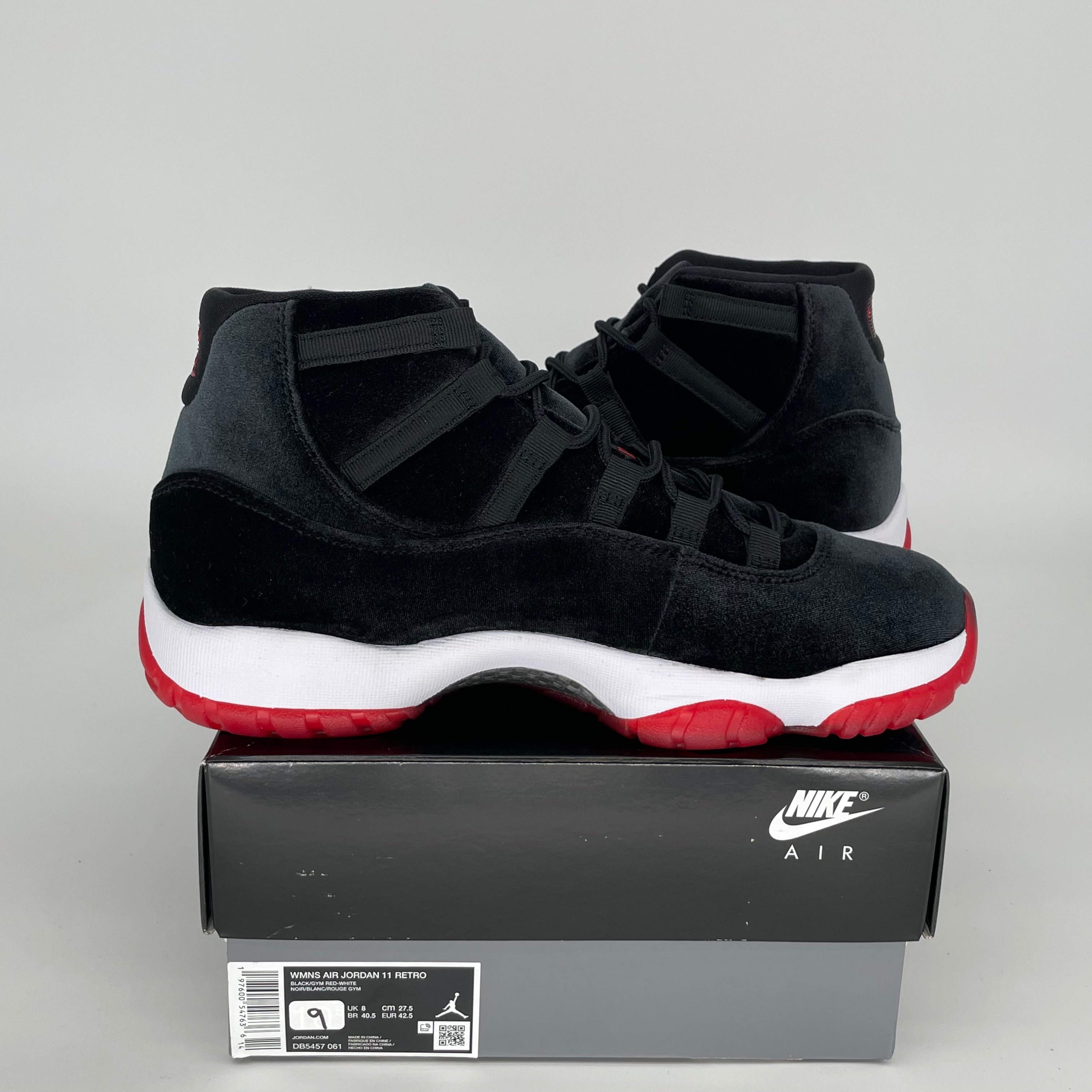 AIR JORDAN 11 Retro BRED Velvet Basketball Shoes - Women's Size 9/10.5W (DB5457-061) - Perfect for Streetwear & Court Performance