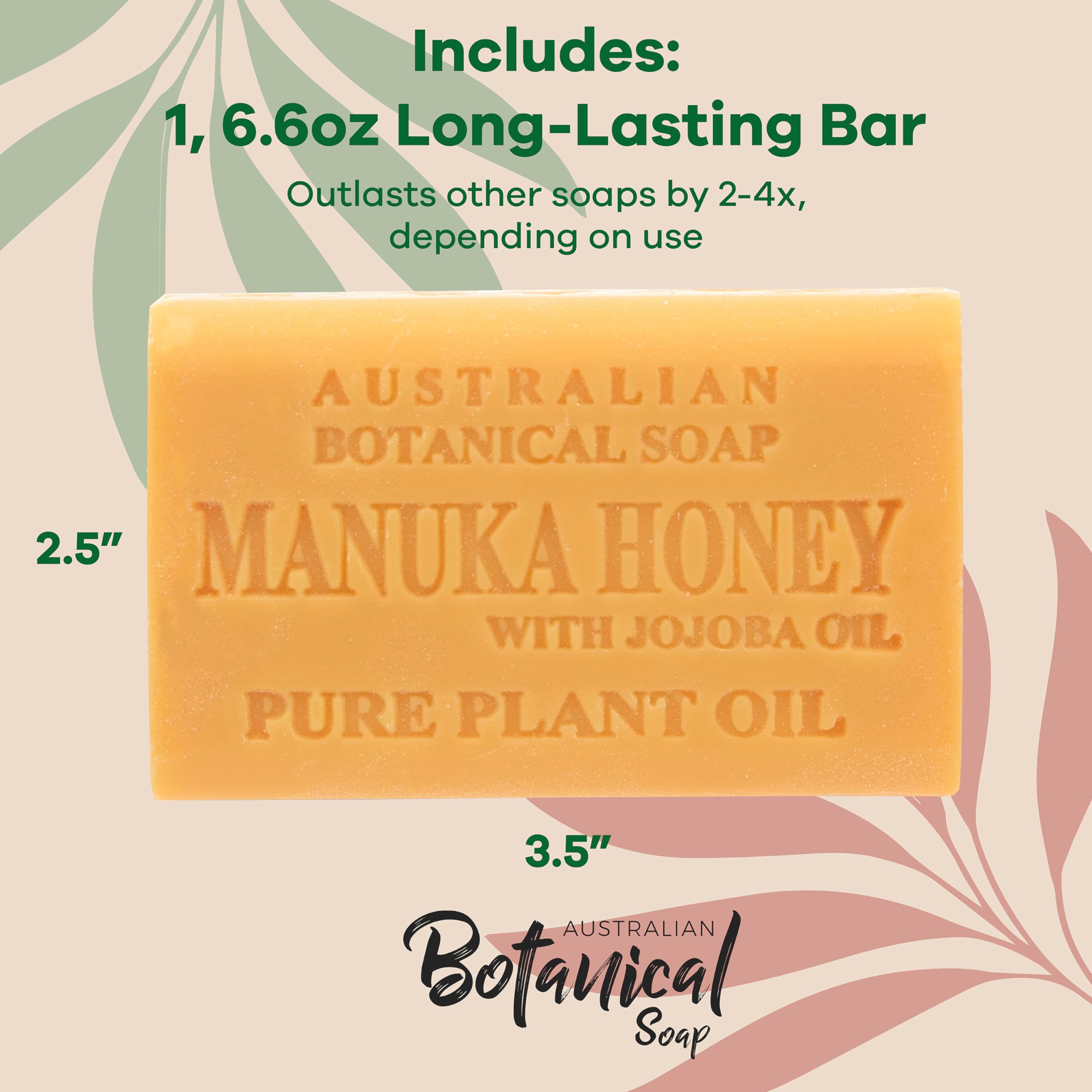Premium Australian Manuka Honey & Jojoba Oil Botanical Soap Bar (6.6 oz) - Enriched with Shea Butter for Moisturizing & Nourishing Skin - Perfect for Daily Face & Body Care, Spa Treatment & Gift Sets