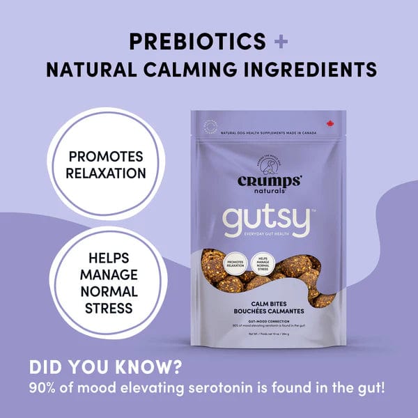 Crump's Naturals Gutsy Calm Bites for Dogs – Natural Stress & Anxiety Relief Chews – Special Order Item – Perfect for Travel, Vet Visits & Thunderstorms