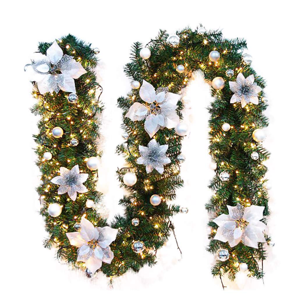 Christmas Garland with LED Lights - 35-Lit Xmas Wreath Decor for Indoor & Outdoor Use | Perfect for Home, Stairs, Gates, Fireplace & Holiday Party Decorations