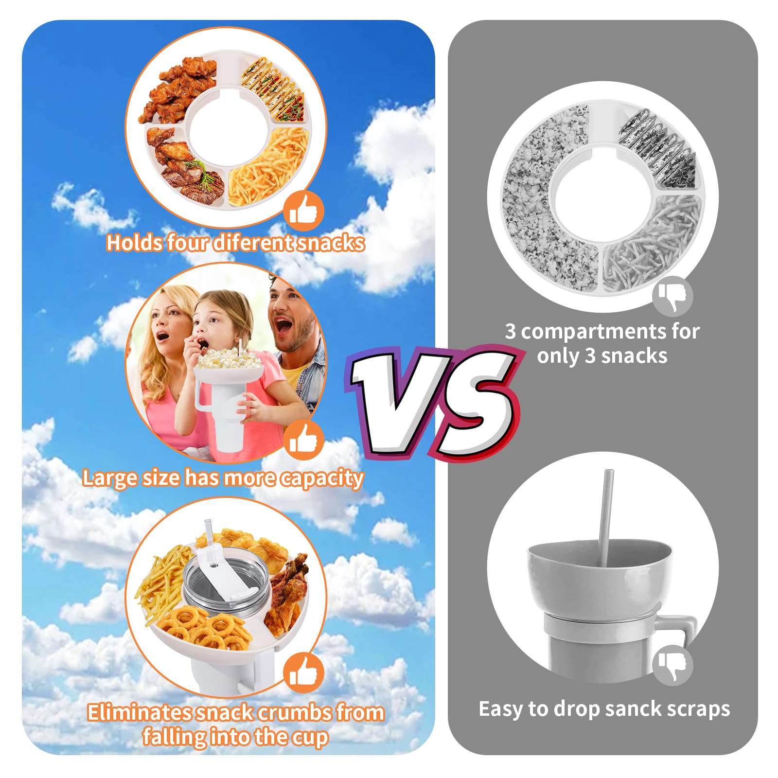 Stanley 40 oz Tumbler Snack Bowl with Handle - Reusable Snack Tray for Stanley Cup Accessories - Cream Color Snack Ring - Perfect for Road Trips, Camping & Office Snacking