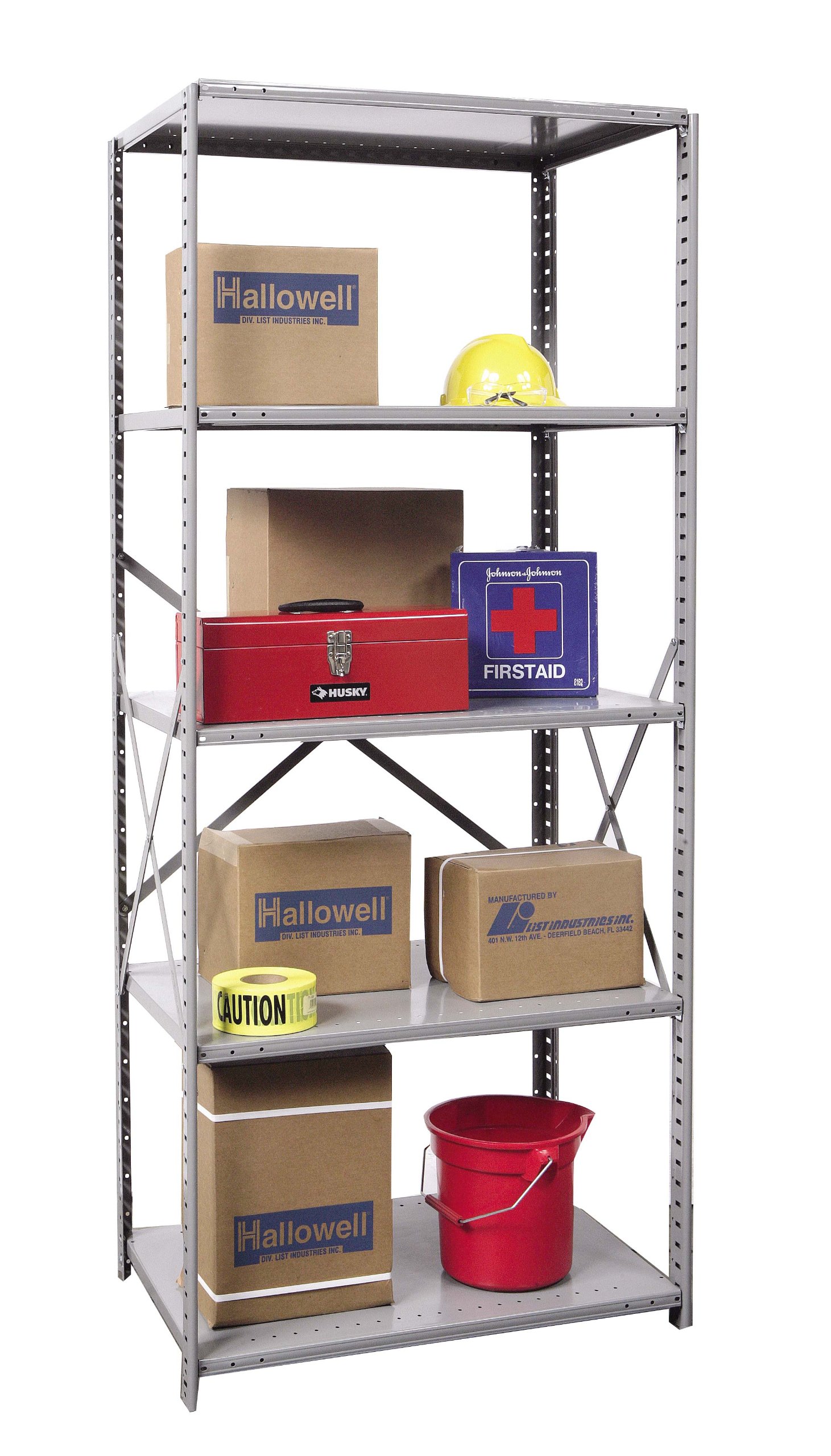 Extra Heavy-Duty Open Hi-Tech Shelving Starter Unit - 5 Shelves, Hallowell Gray Steel, 48