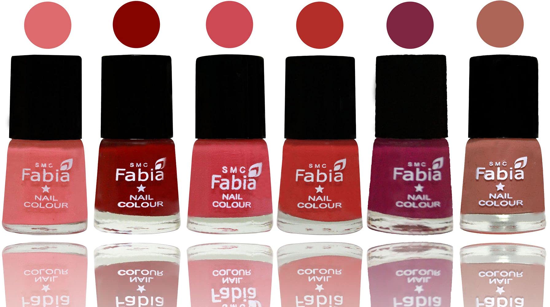 SMC Fabia Shine Bright Glossy Nail Polish Set - 6 Vibrant Colors (03206) | Long-Lasting Nail Enamel for Manicure, Pedicure & Nail Art | Perfect for Parties, Weddings & Everyday Wear