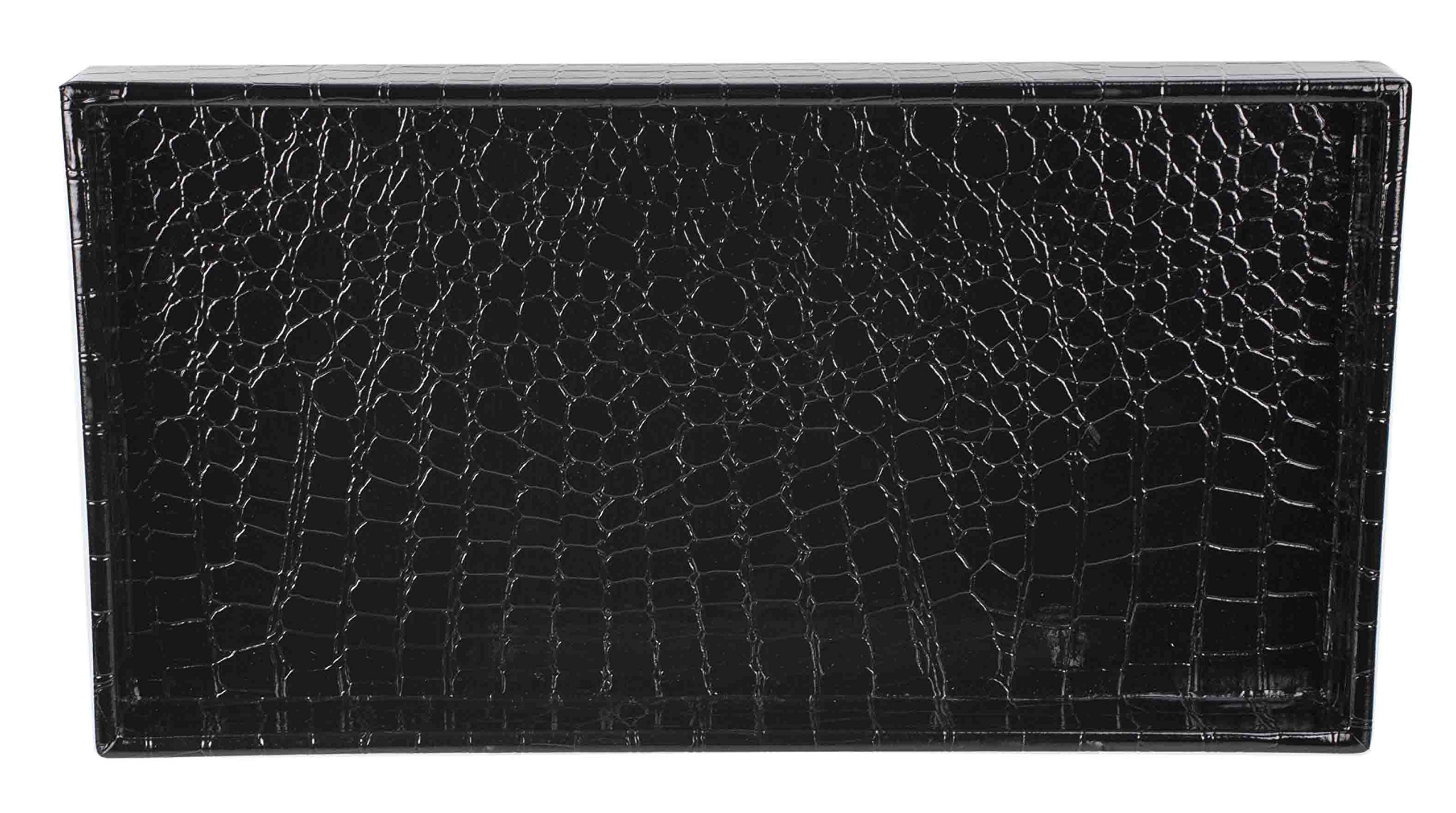 Home Basics Vanity Tray for Makeup, Jewelry & Perfume Organizer | Crocodile Black Bathroom Storage Tray | Perfect for Dresser, Nightstand & Countertop Organization