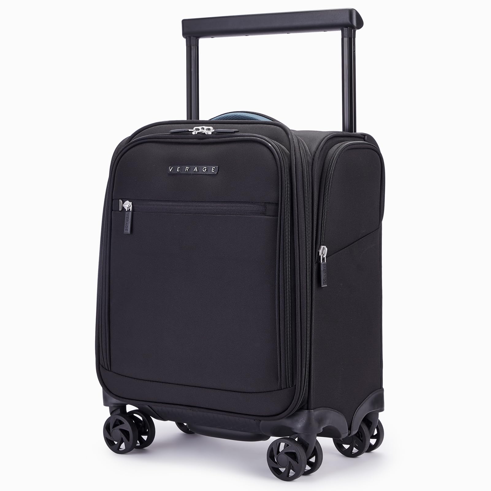 Vercase 15 Inch Underseat Spinner Carry On Luggage with Wheels - Black Travel Bag for Airplanes, Perfect Personal Item for Men & Women | Ideal for Business Trips & Weekend Getaways