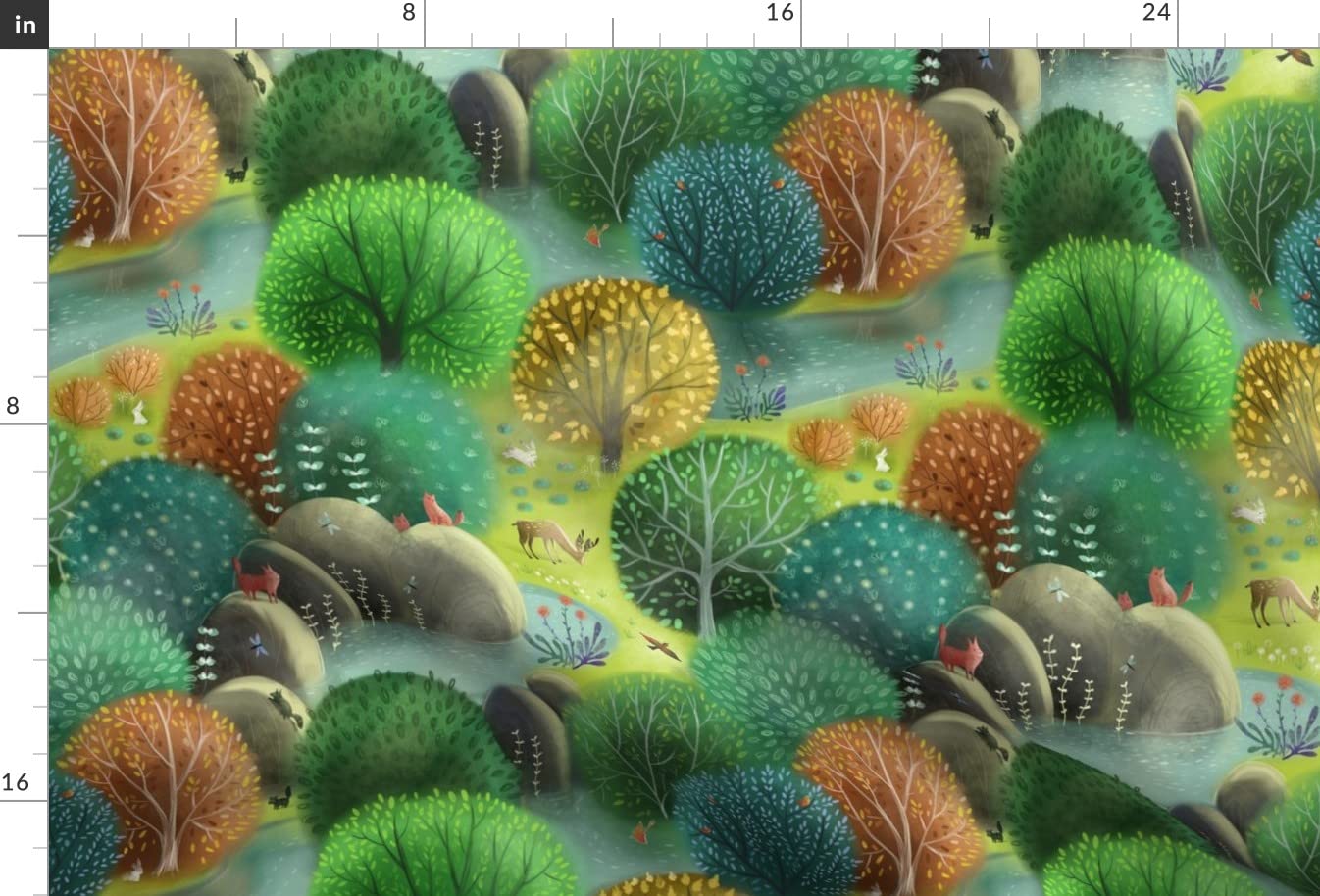 Emerald Forest Green Nature Wild Trees Park Summer Animals Woodland Printed Minky Fabric by The Yard - Soft Plush Material for Sewing Baby Blankets, Quilt Backing & DIY Crafts - Perfect for Nursery Decor, Home Decor Projects & Cozy Throw Blankets