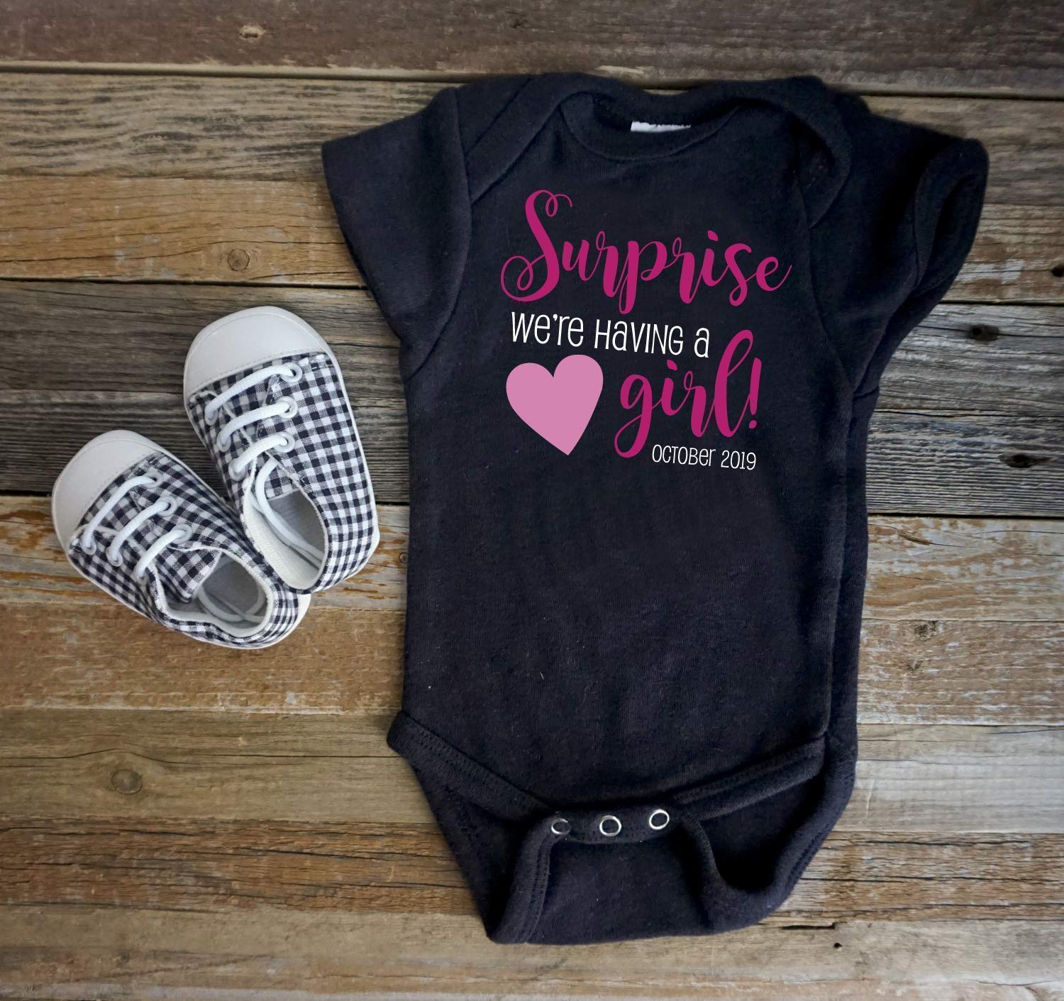 Gender Reveal Onesie - 'Surprise We're Having a Girl' or 'It's a Boy' Baby Announcement Outfit for Pregnancy Reveal Parties & Newborn Photoshoots