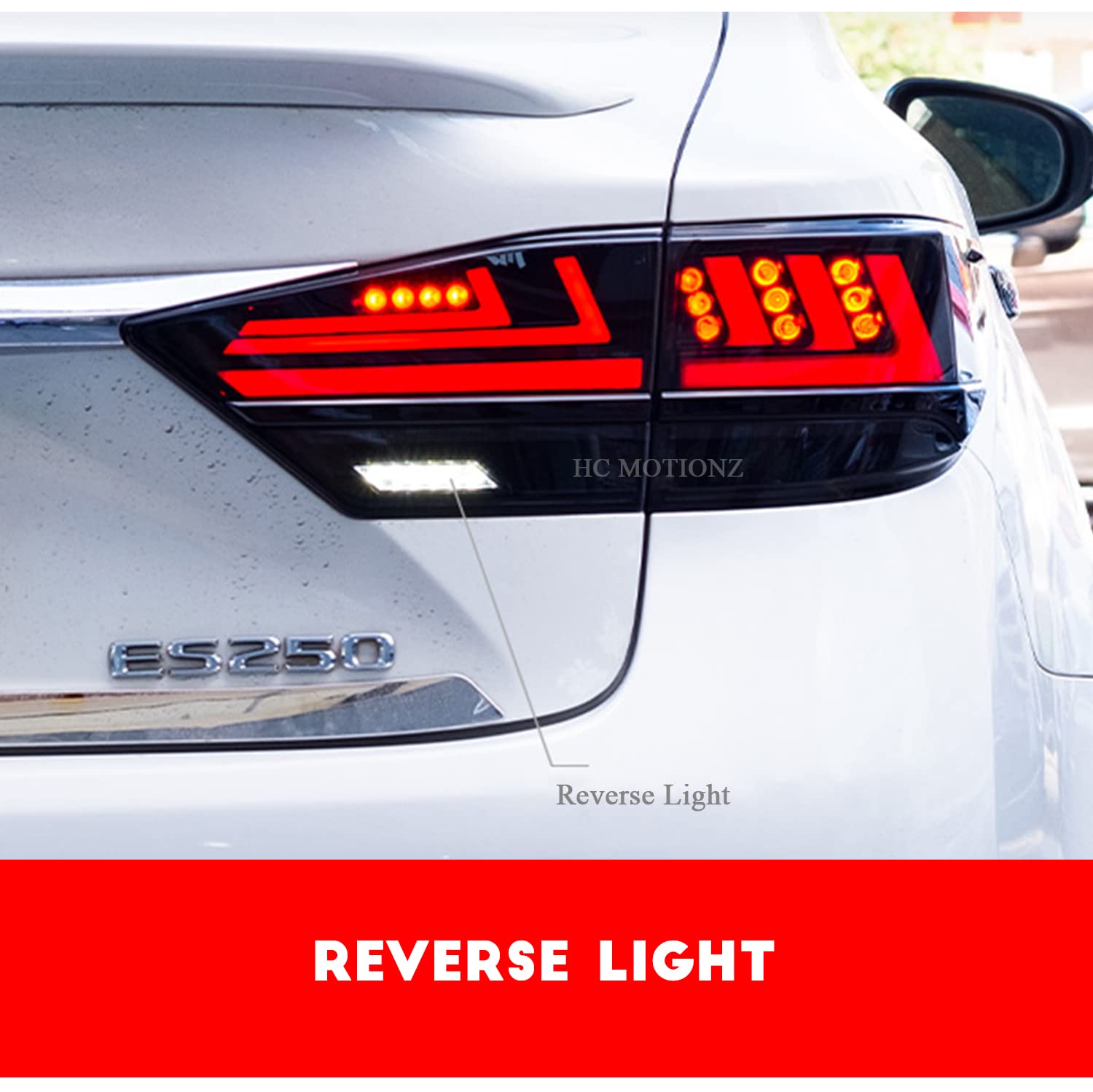 HCMOTIONZ LED Tail Lights Assembly for Lexus ES350 ES300h 2013-2018 - Dynamic Turn Signal Brake Light with Startup Animation | Rear Lamps Replacement | Enhanced Nighttime Visibility & Style Upgrade