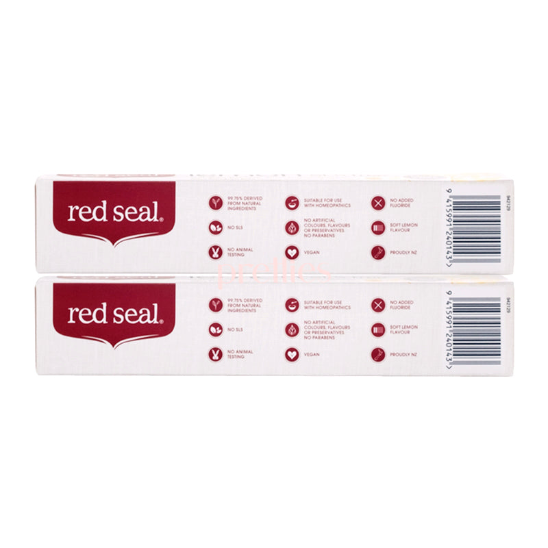 Red Seal Natural SLS-Free Lemon Toothpaste - 100g x 2 Tubes | Fluoride-Free, Whitening & Fresh Breath | Perfect for Travel & Daily Oral Care