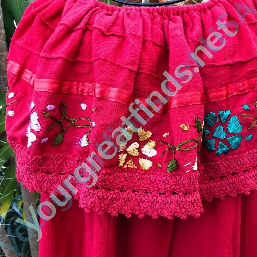 Vintage Cotton Embroidered Ruffled Blouse - Mexican Folkwear Boho Top for Women | Perfect for Festivals, Date Nights & Boho Chic Outfits