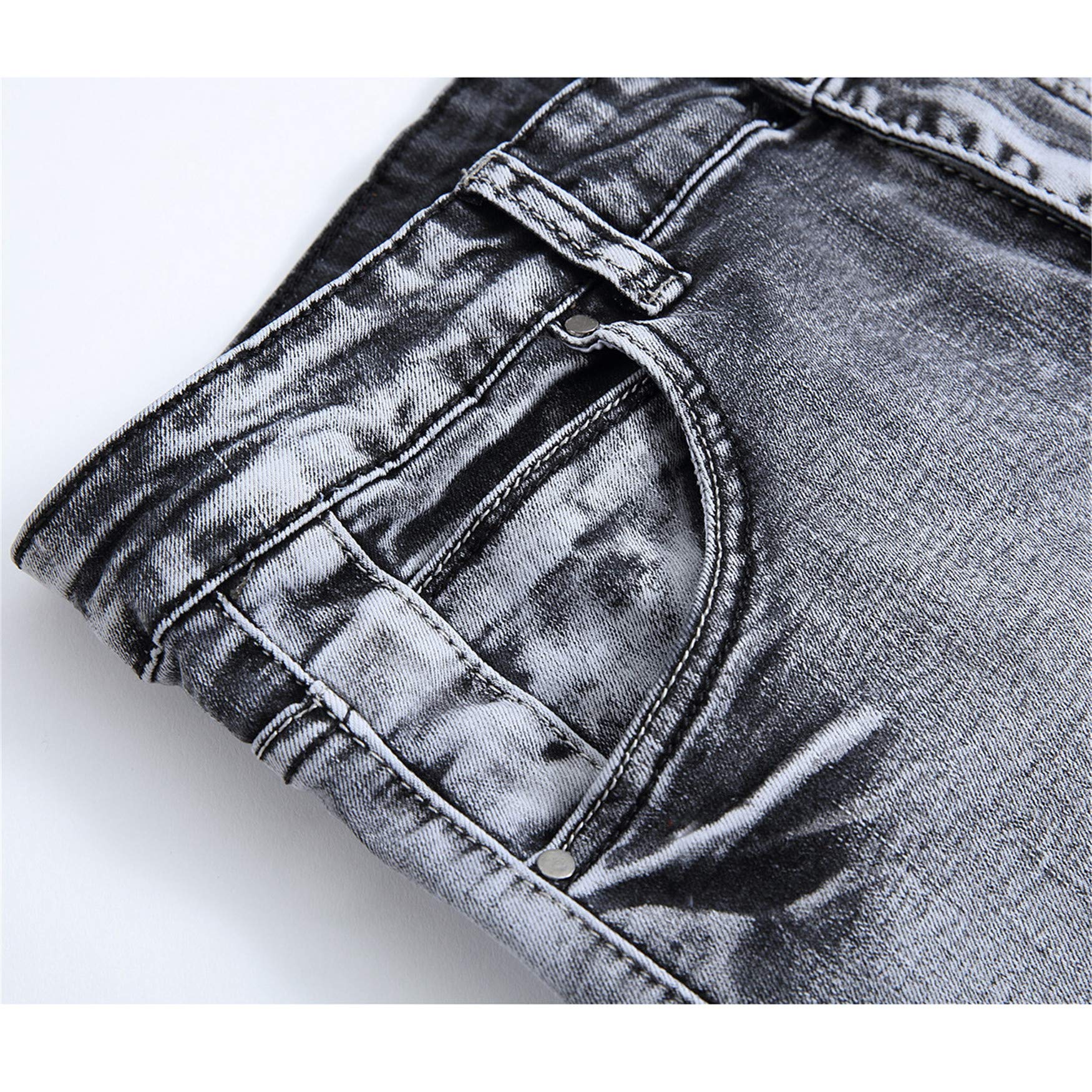 Andongnywell Slim Fit Biker Jeans for Men - Stretch Skinny Denim Pants with Comfortable Grey Wash | Perfect for Motorcycle Riding, Casual Wear & Night Out