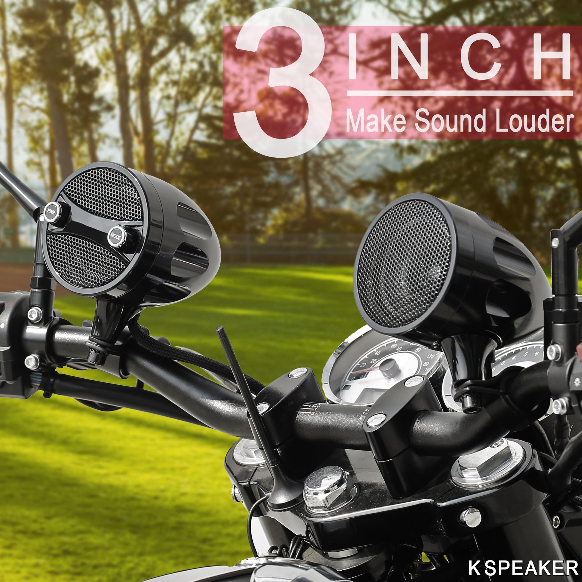 Waterproof Motorcycle Bluetooth Speakers - ATV/UTV Sound System, RZR Speakers, Golf Cart Stereo, Jet Ski Speakers, Sound Bar - Perfect for Outdoor Adventures and Off-Road Fun