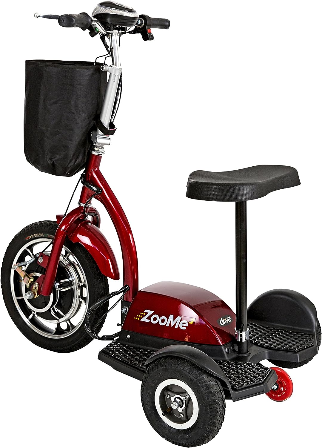 Drive Medical ZOOME3 3-Wheel Foldable Mobility Scooter - Lightweight & Portable Electric Wheelchair for Adults & Seniors - Ideal for Indoor/Outdoor Use, Shopping Malls & Travel (Red)