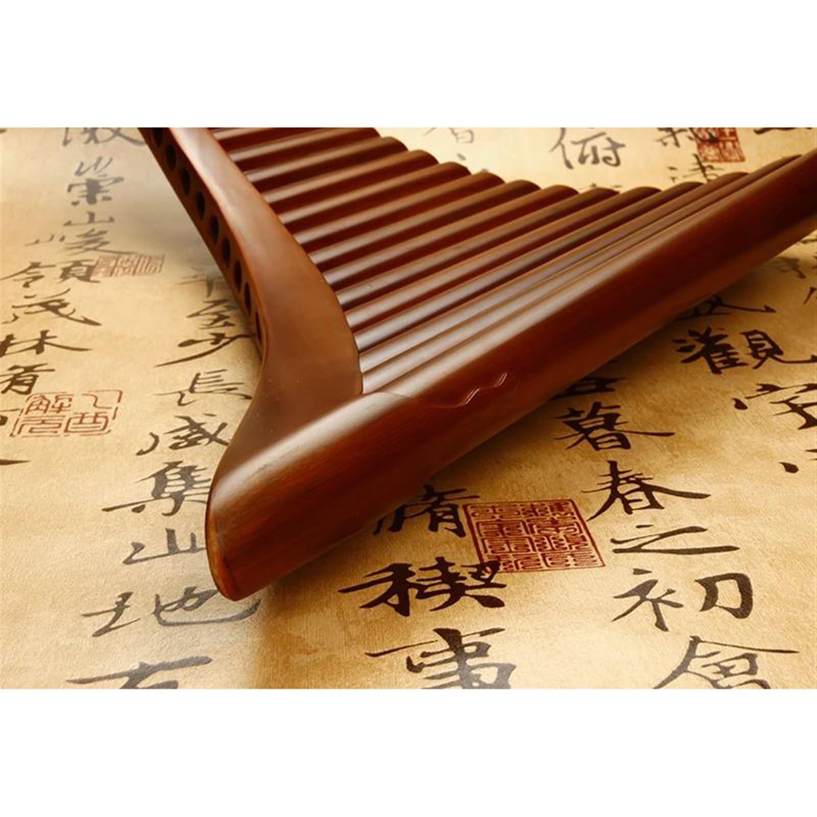 Handmade Pan Flute, 25-Pipe Wooden Wind Instrument, Traditional Chinese Musical Instrument, Professional Panpipe (Right Color) - Perfect for Folk Music, Meditation, and Cultural Performances