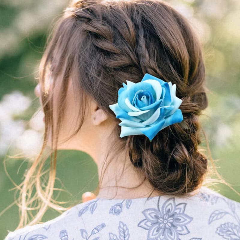 FAMEZA 2 Pack Handmade Rose Flower Hair Pins - U Shaped Bobby Pins, Long Fork Hair Sticks, Shawl Pins & Bun Holders for Women | Wedding, Bridal Party & Everyday Hairstyles | Perfect for Updos, Ponytails & Decorative Hair Accessories