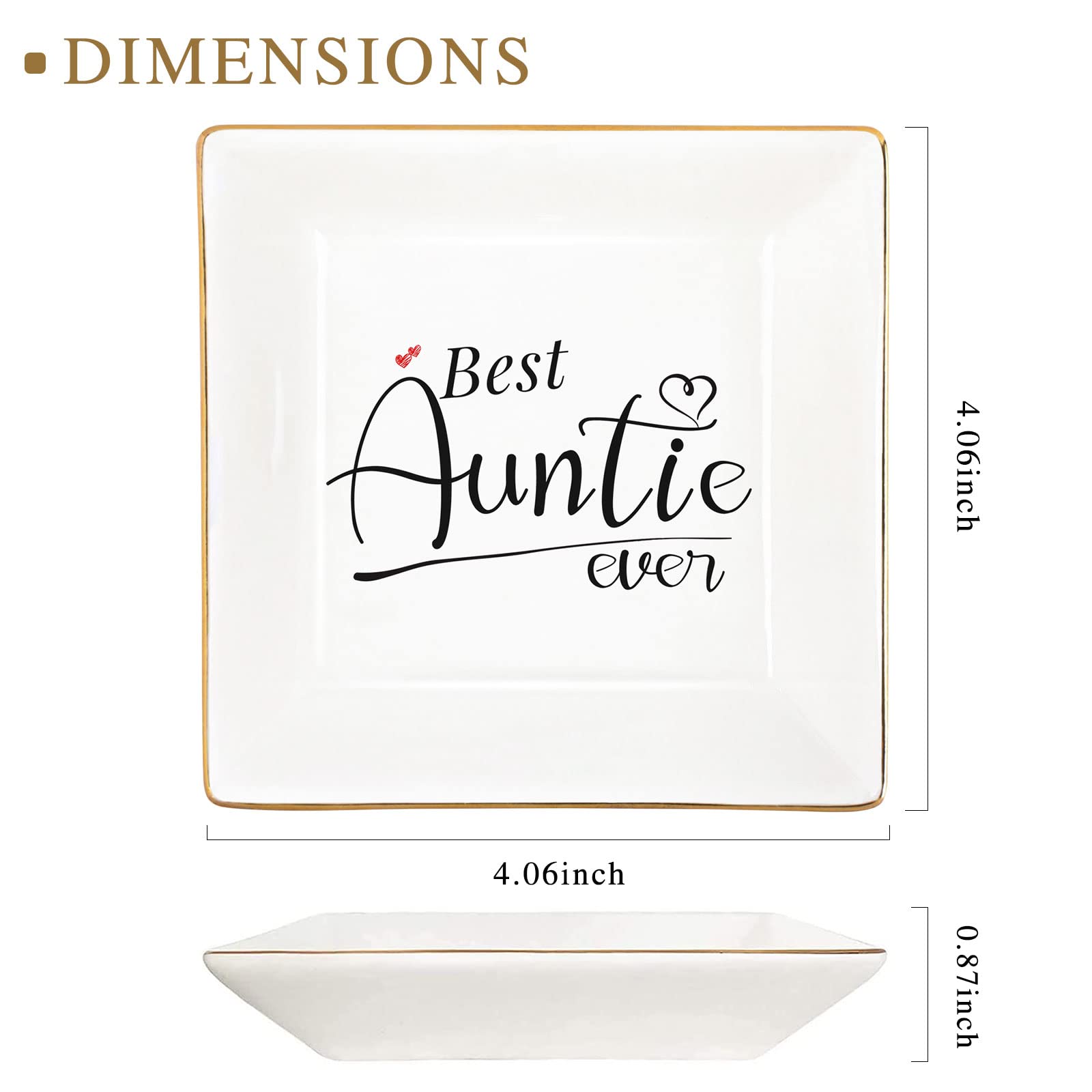 Best Aunt Ever Jewelry Dish Trinket Tray - Unique Gifts for Women, Niece & Nephew - Perfect for Birthday, Valentine's Day, Thanksgiving & Christmas - Elegant Home Decor & Jewelry Organizer for Special Occasions