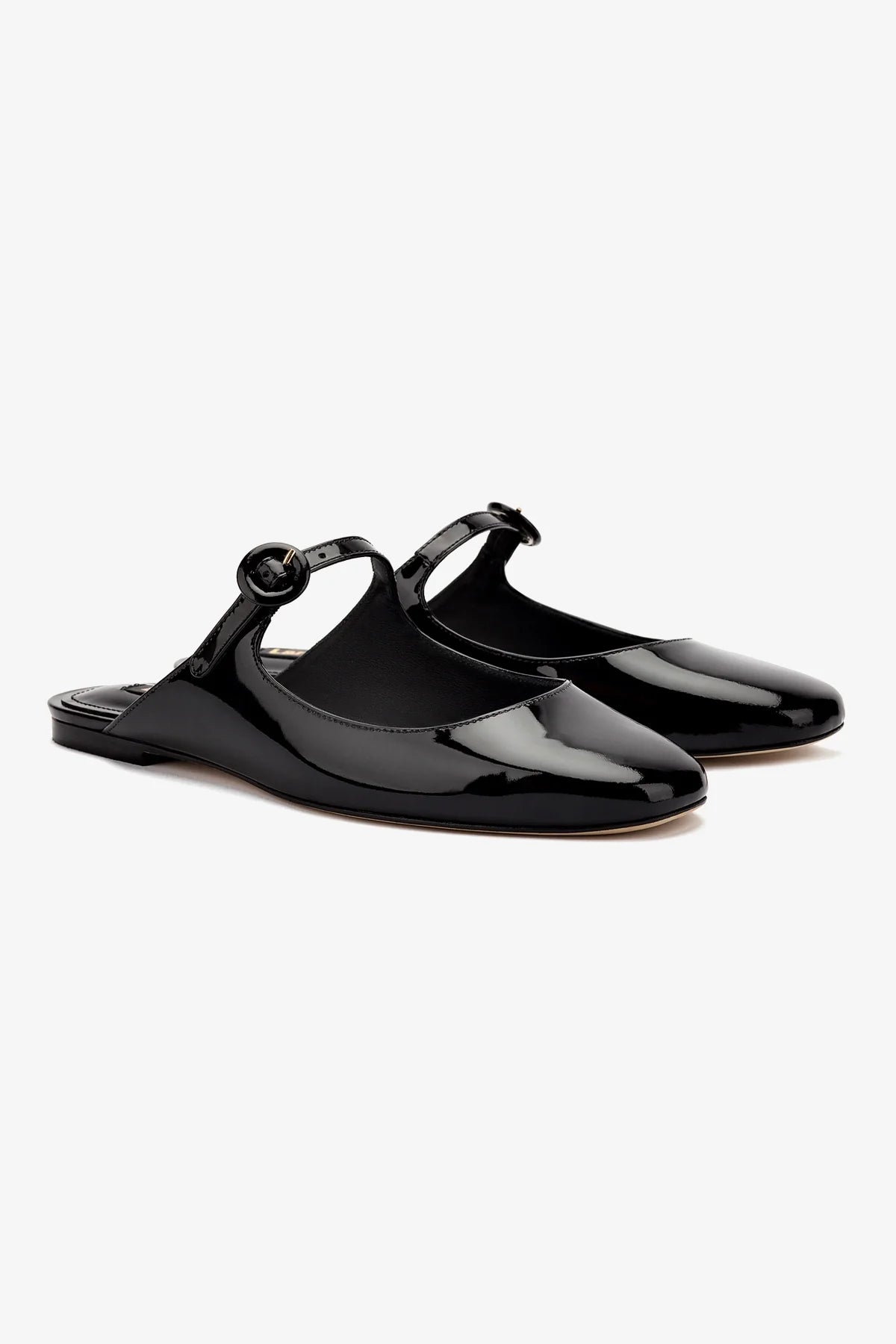 Blair Flat Mule Shoes - Black Patent Leather Slip-On Loafers for Women | Comfortable Casual & Office Wear