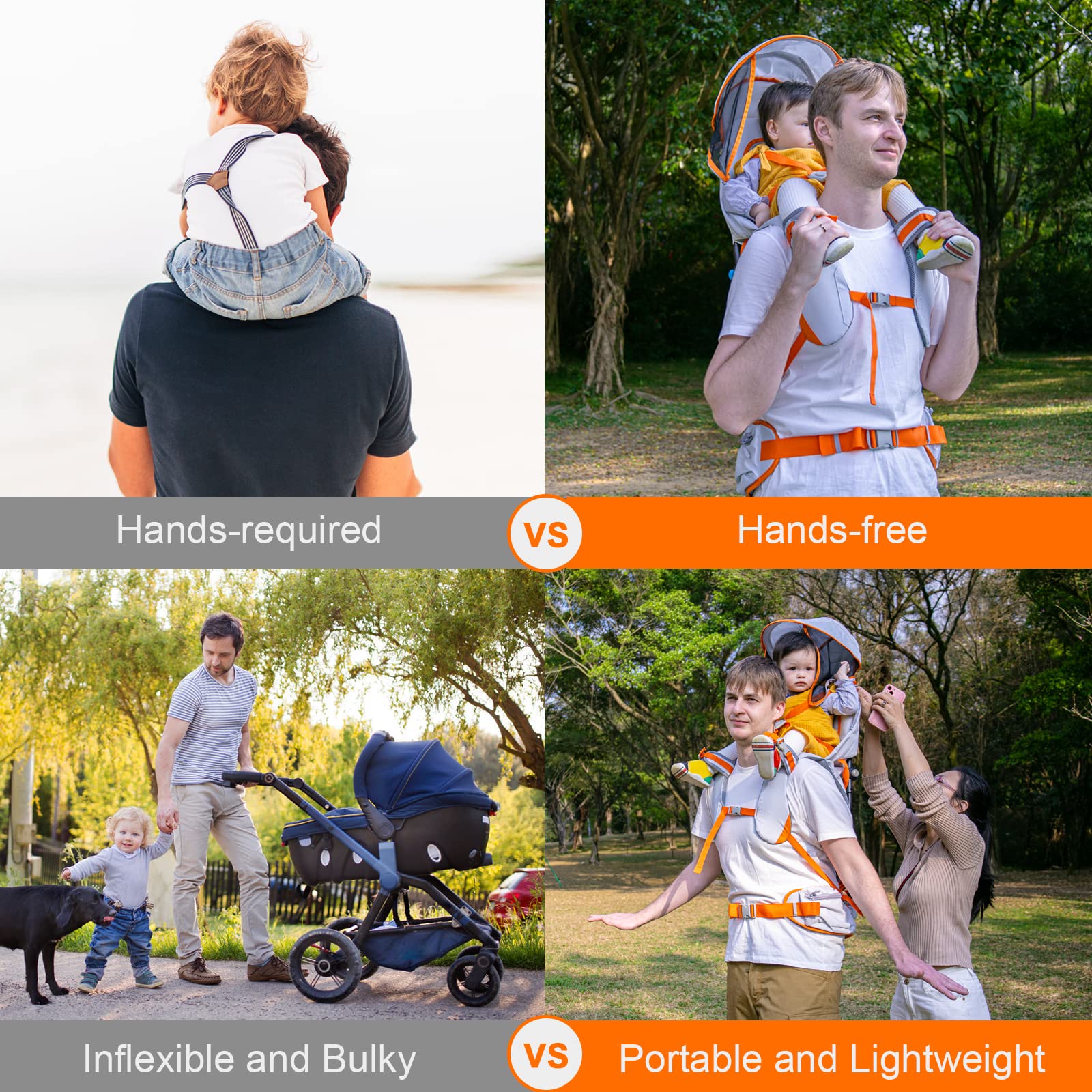 Ergonomic Baby Hiking Backpack Carrier with Adjustable Shoulder Straps, Sun Shade & Rain Cover - Safe Infant Carrier for 6-36 Months (Up to 40 lbs) - Perfect for Outdoor Adventures, Travel & Parenting