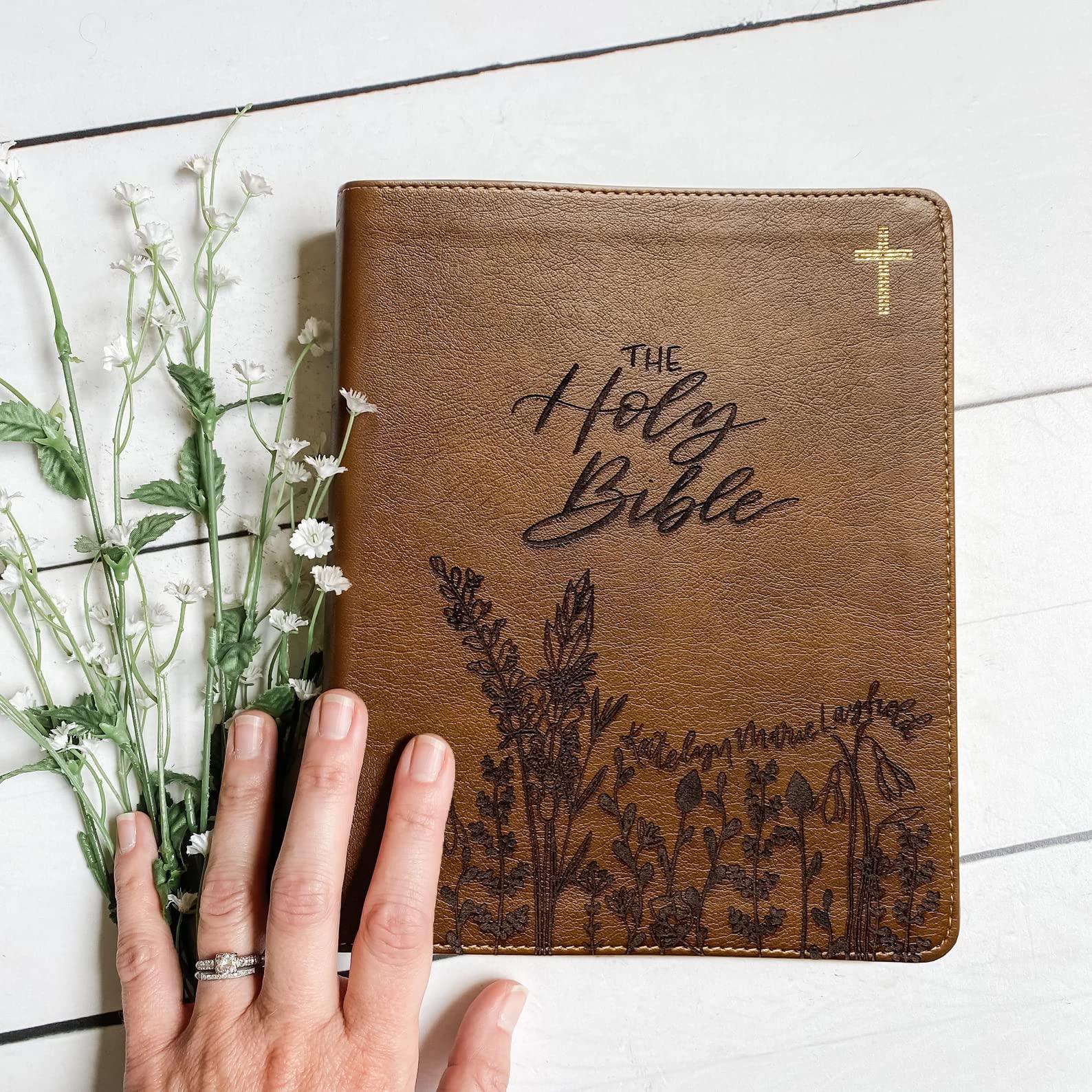 Hand Lettered & Laser Engraved NIV Journaling Bible - Personalized Christian Gift with Custom Name Engraving | Perfect for Bible Study, Wedding Gifts & Spiritual Growth