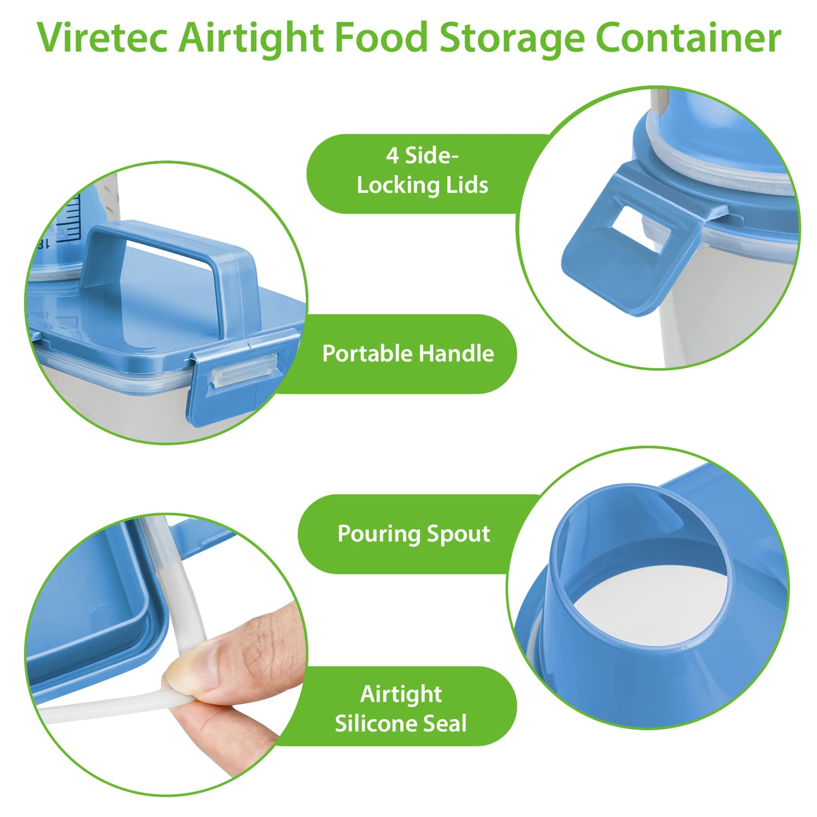 Airtight Rice Storage Container - 3 to 5Lbs BPA-Free Clear Plastic Food Canister for Dry Goods, Pet Food, Oatmeal, Grain, Cereal, Pasta & Flour | Perfect for Kitchen, Pantry Organization & Pet Food Storage