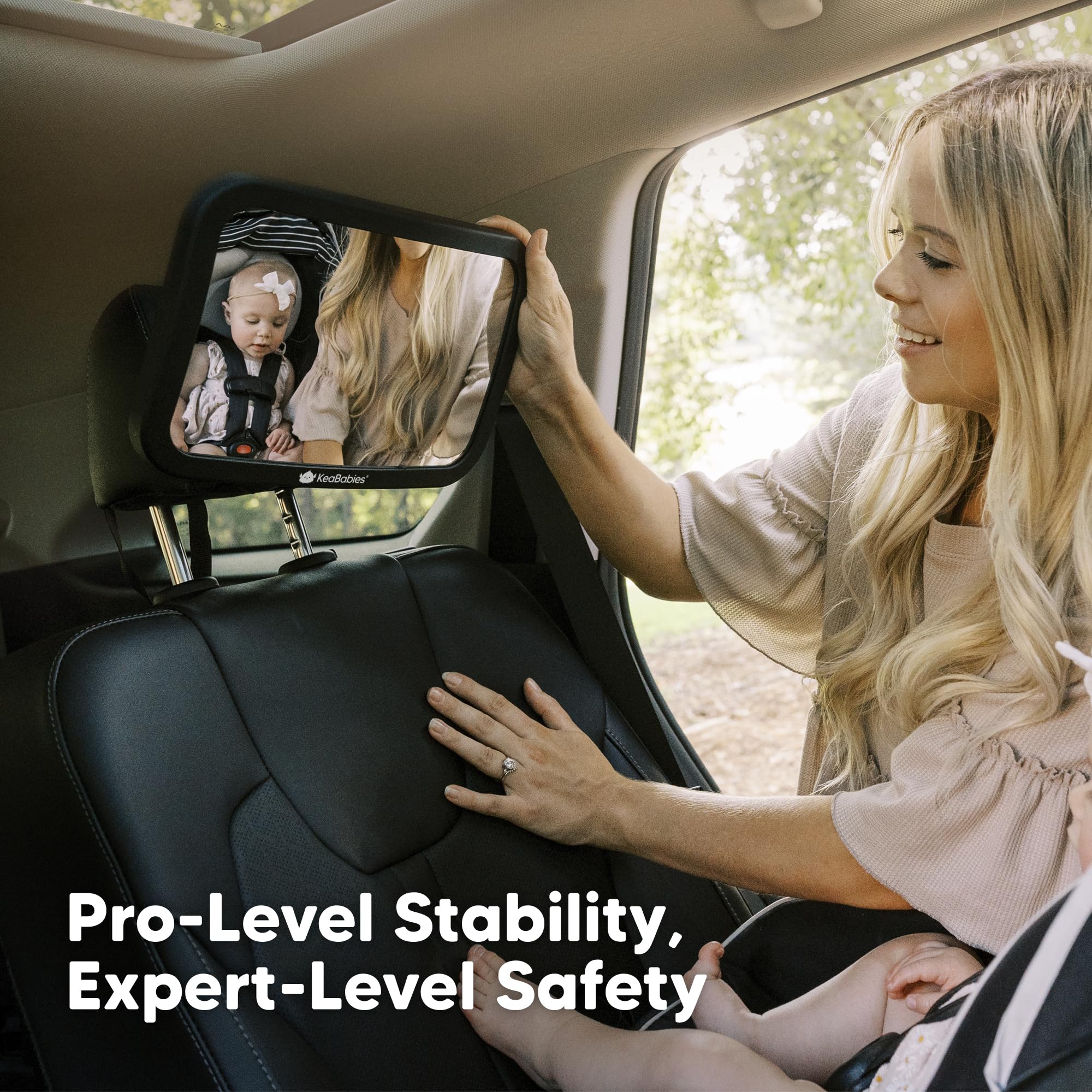 Large Shatterproof Baby Car Mirror - Safety Rear-Facing Car Seat Mirror for Back Seat - Fully Assembled Sleek Black Baby Car Mirror - Perfect for Travel and Daily Commutes with Infants