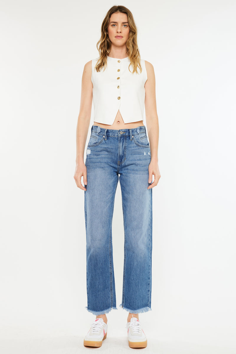 Meadow High Rise Straight Leg Jeans for Women - Stretchy Denim Pants, Comfortable & Flattering Fit - Perfect for Casual Wear, Office & Date Nights