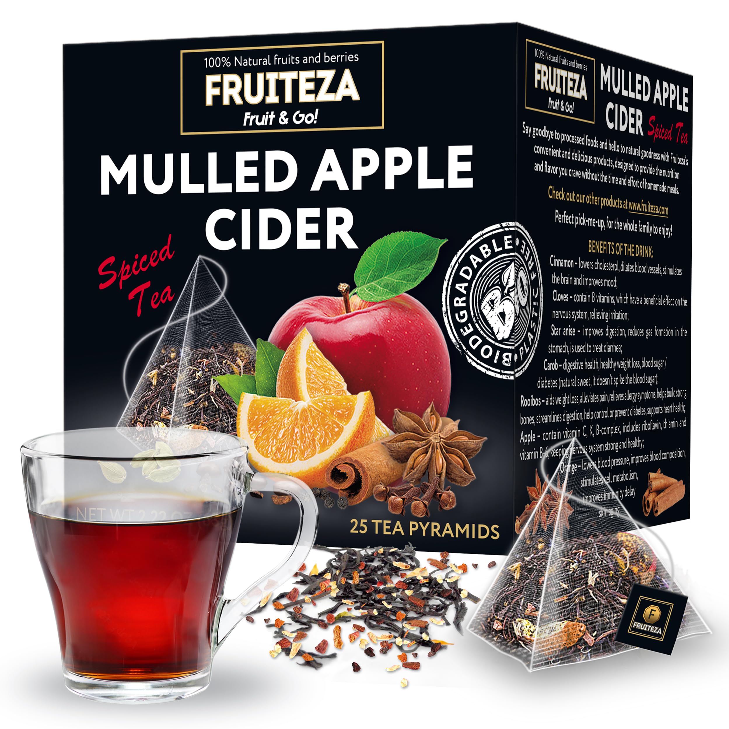 Premium Mulling Spice Tea Bags - 25 Count All-Natural Spice Blend for Spiced Tea, Mulled Wine & Apple Cider | Eco-Friendly Herbal Tea | Perfect for Holiday Gatherings, Cozy Winter Nights & Festive Beverages