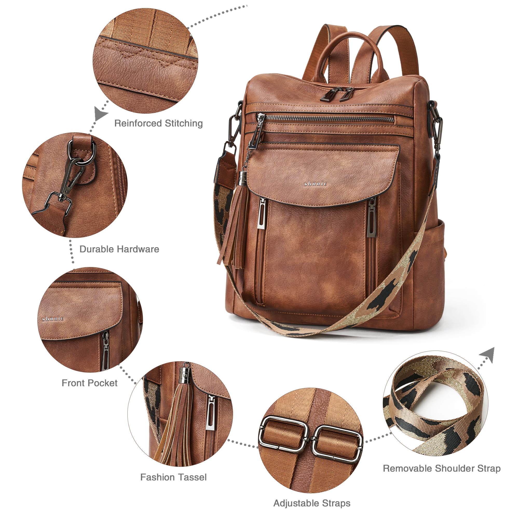 Stylish Leather Backpack Purse for Women - Convertible Travel Backpack & Shoulder Bag with Wristlet | Perfect for Work, School & Weekend Getaways
