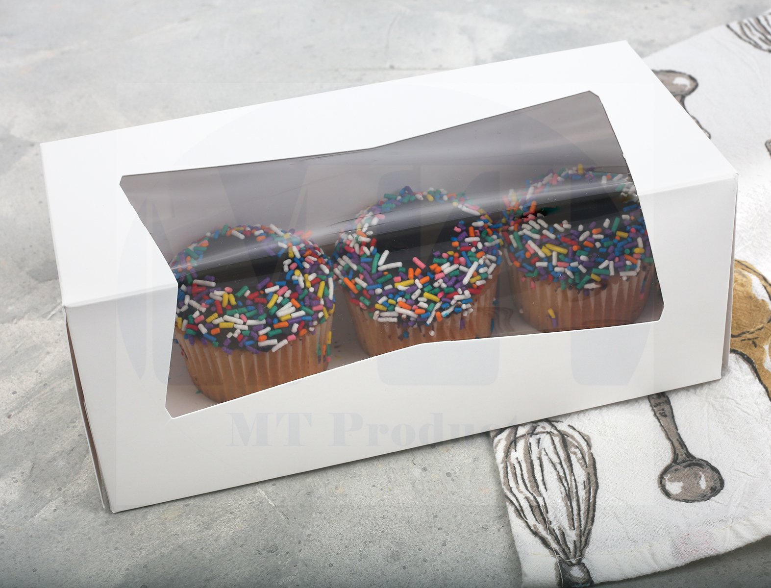 Auto Pop-Up White Cupcake Boxes 9x4x3.5