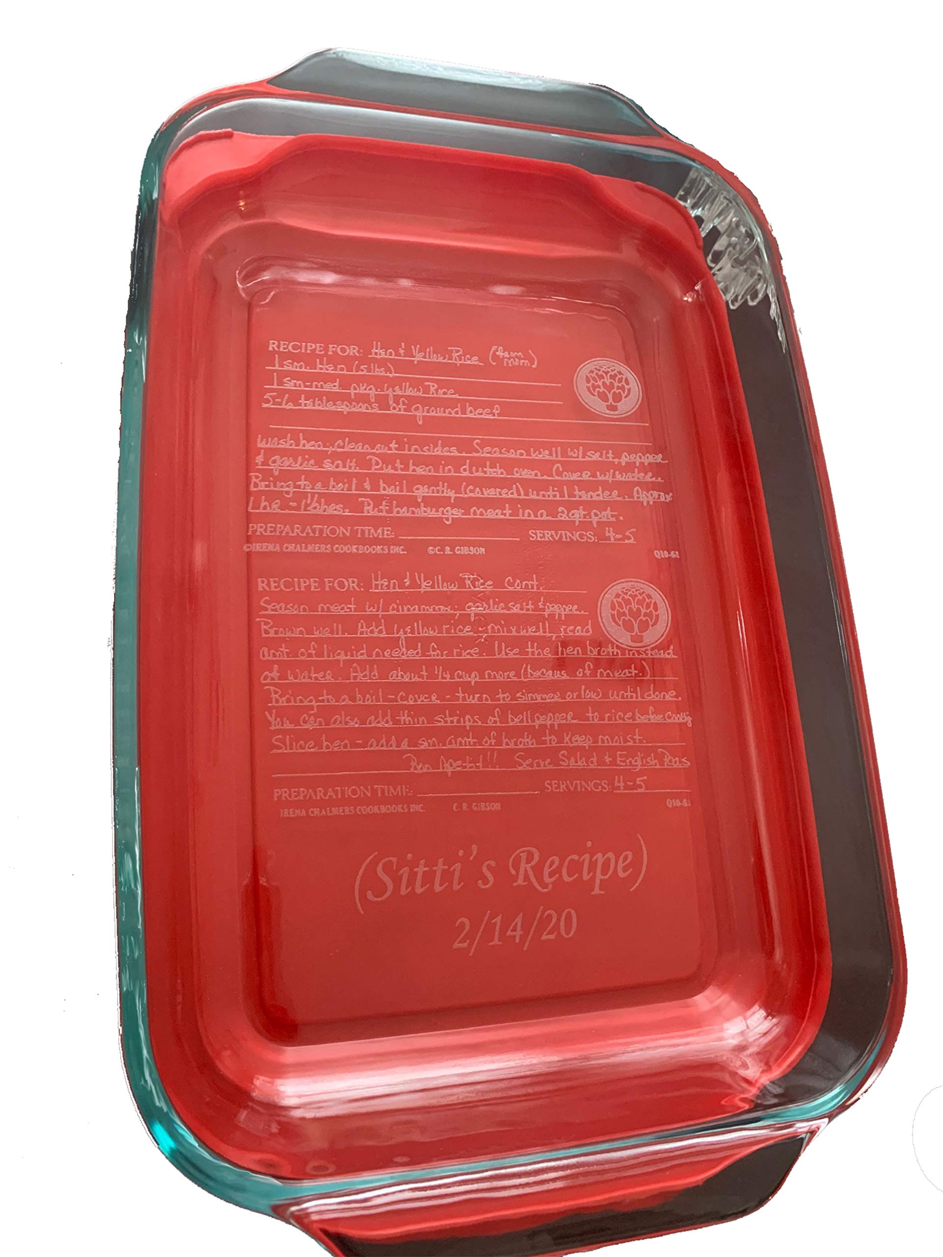 Custom Handwritten Recipe Casserole Dish 9x13