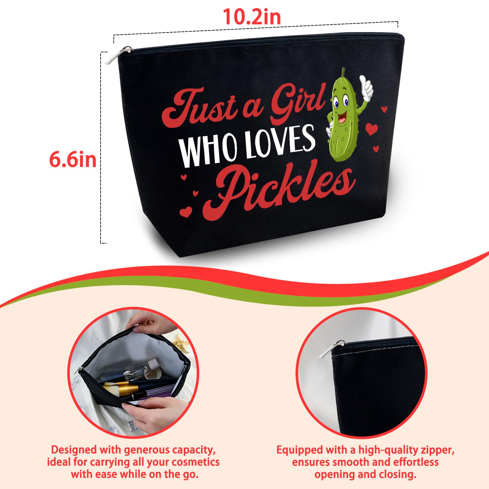 Best Pickle Gifts for Pickle Lovers - Funny Pickle Snack Bag & Cosmetic Pouch - Unique Birthday, Christmas Gifts for Women, Friends, Sister, Daughter, Mom - Perfect for Travel, Makeup Storage & Snack Organization