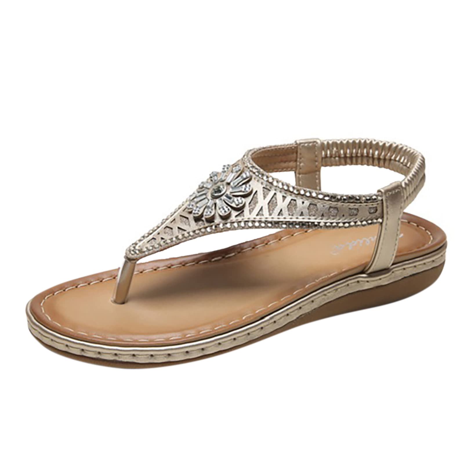 Women's Thick Sole Beach Sandals with Elastic Band - Comfortable Summer Fashion Sandals for Walking, Travel & Vacation Outfits