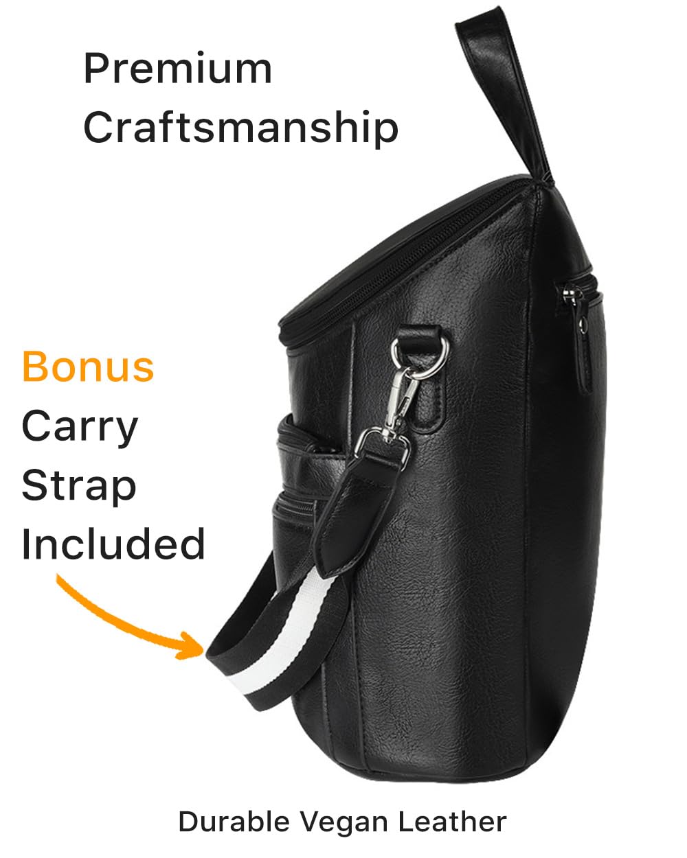Nollia Women's Black Leather Mini Backpack - Adjustable Strap Daypack for Travel & Work