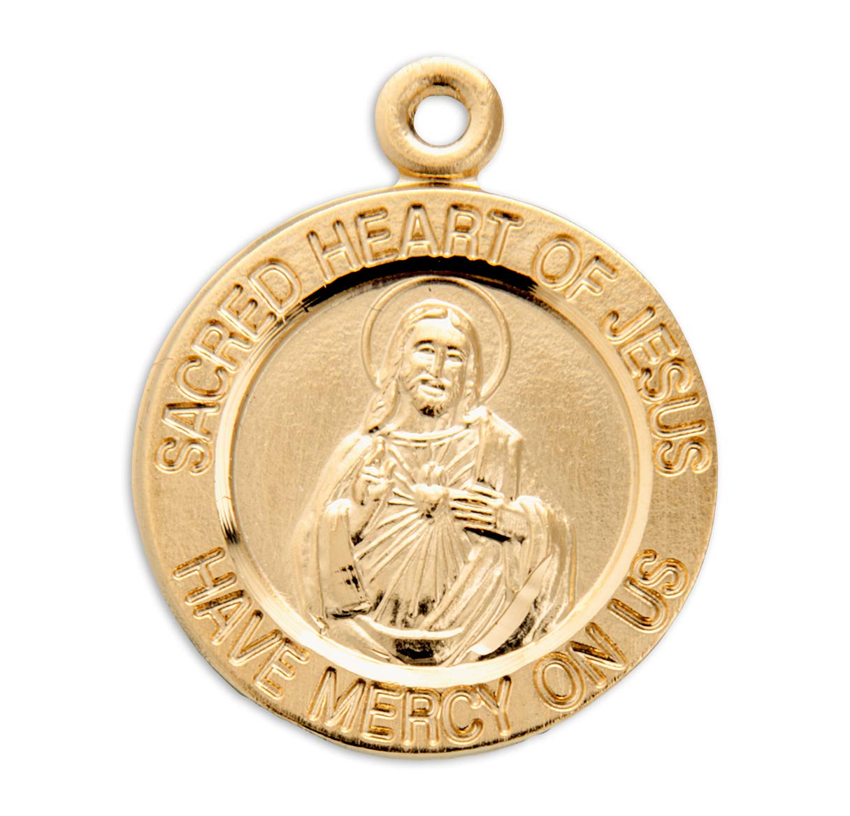 Double Sided Sacred Heart of Jesus Sterling Silver Scapular Medal Pendant Necklace - Gold Overlay Religious Jewelry for Prayer & Devotion