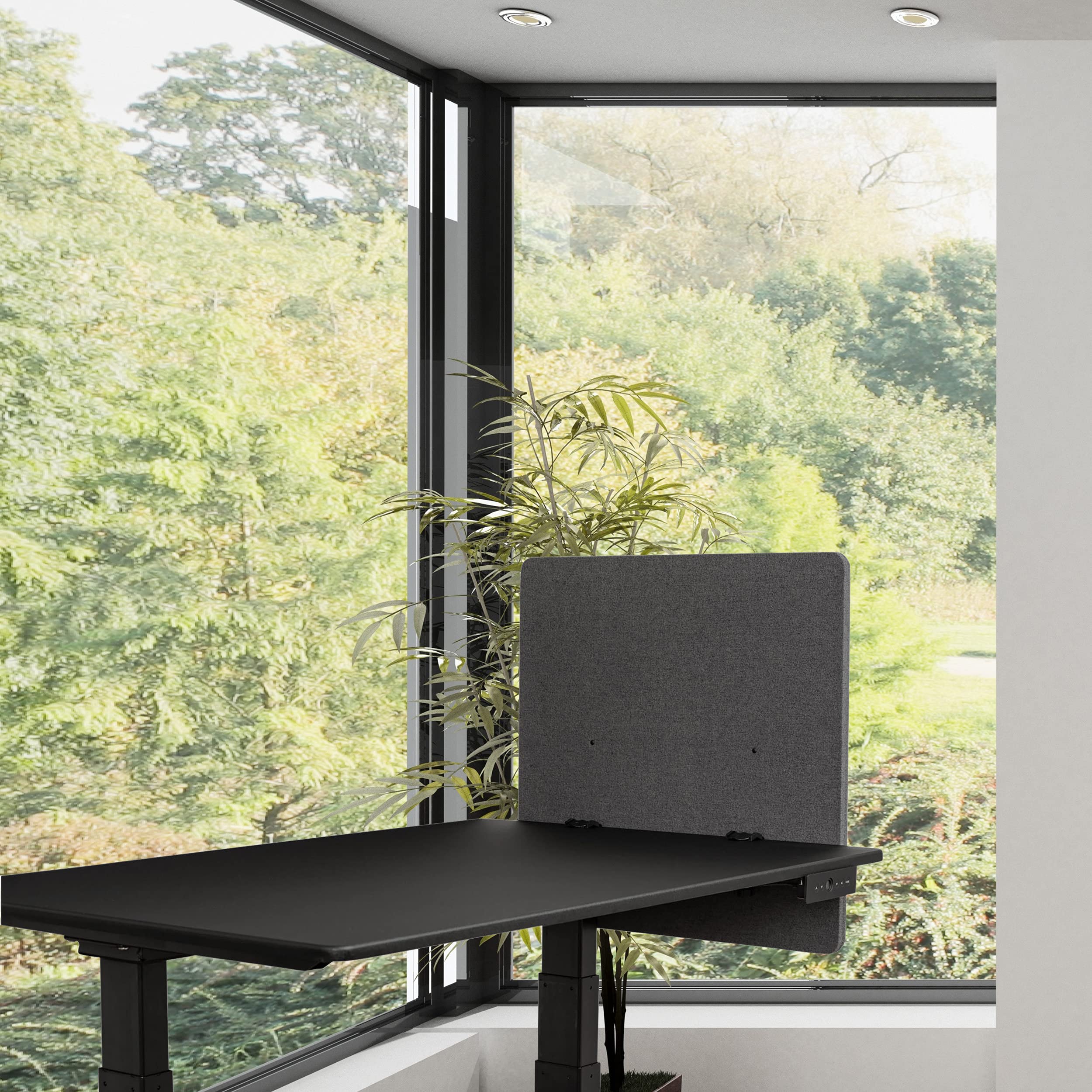 ReFocus Clamp-On Acoustic Desk Divider Privacy Panel - Noise Reducing & Visual Barrier for Stand Up Desks (Ash Gray, 23.6