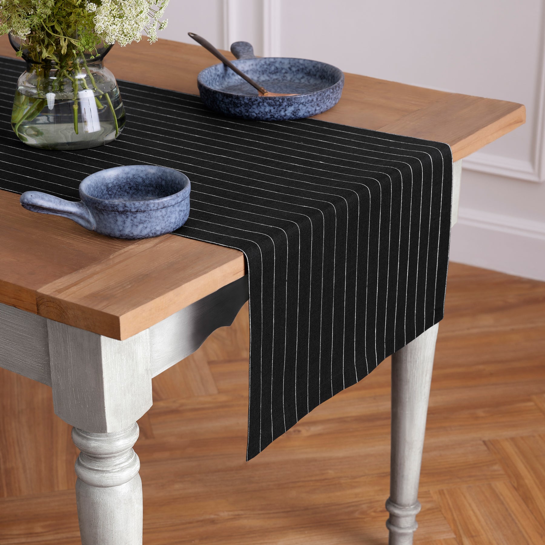 Elegant Pinstripe Table Runner - 16 Inch & 18 Inch Wide Options for Dining Table Decor | Perfect for Weddings, Parties & Holiday Tablescapes