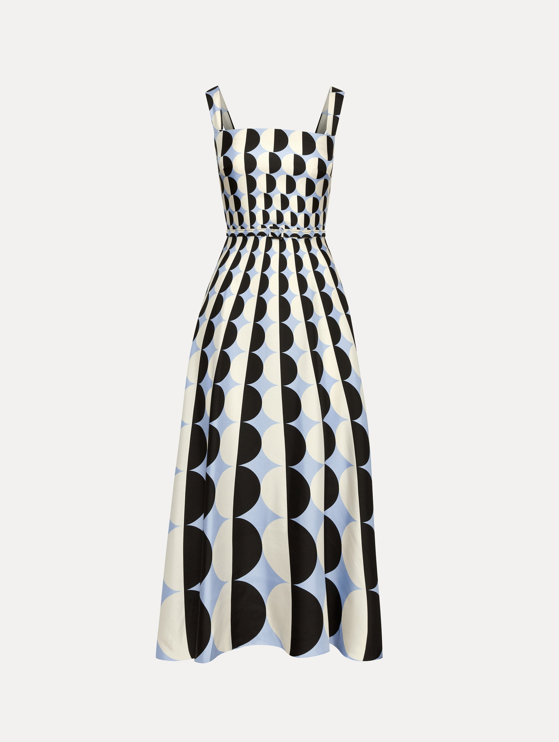 Geometric Circle Silk Twill Sleeveless Dress for Women - Elegant Summer Cocktail Party & Wedding Guest Outfit