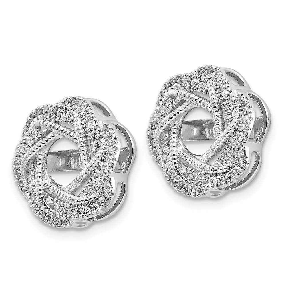 14K White Gold Diamond Jacket Earrings for Women - Elegant Stud Earrings for Daily Wear & Special Occasions
