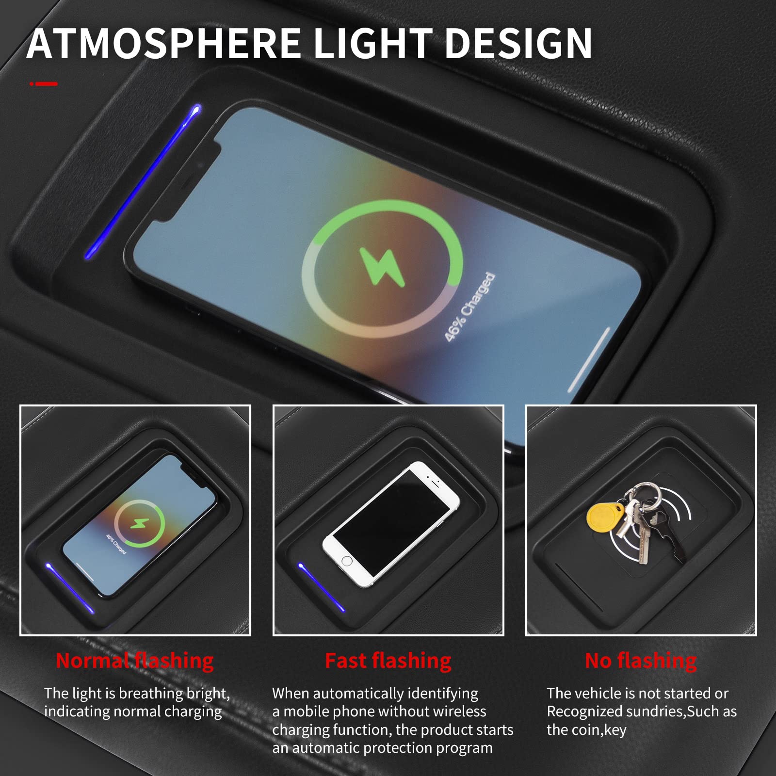 Xipoo Wireless Charger Compatible with 2015-2018 Chevy Silverado & GMC Sierra | Center Console Charger Replacement | 15-18 Chevy Silverado Accessories | Fits Jump Seat | Fast Qi Charging Pad | Perfect for Road Trips & Daily Commute