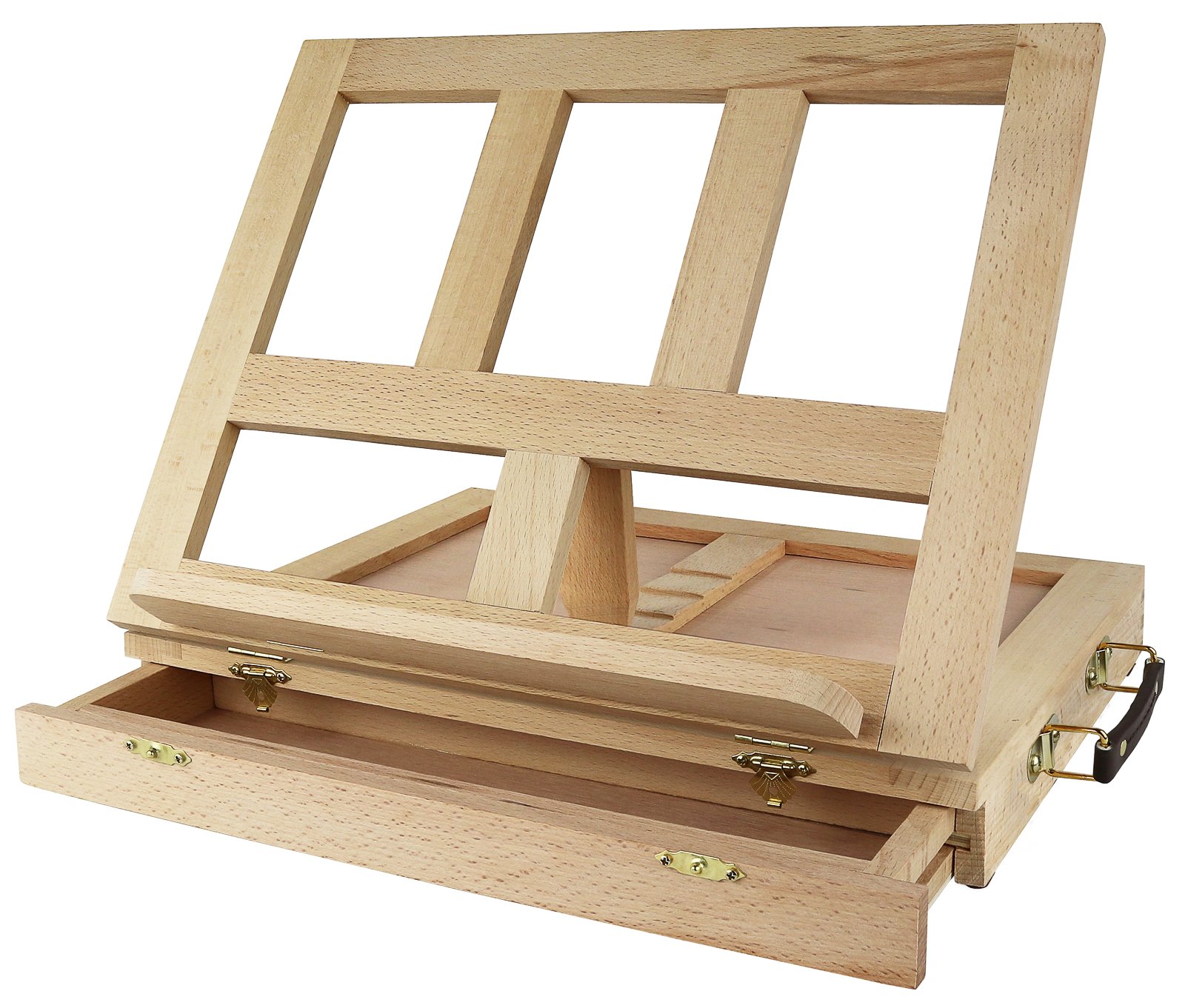 Greenco Beech-Wood Portable Art Desk Easel & Book Stand with Drawer - Adjustable Artist Drawing Board for Painting, Sketching & Reading - Perfect for Home, Studio & Classroom Use