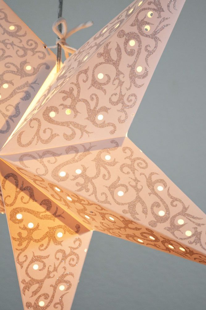 24K Gold Bramble Glitter Paper Star Lantern - Hanging Decoration for Christmas, Party, Wedding & Home Decor