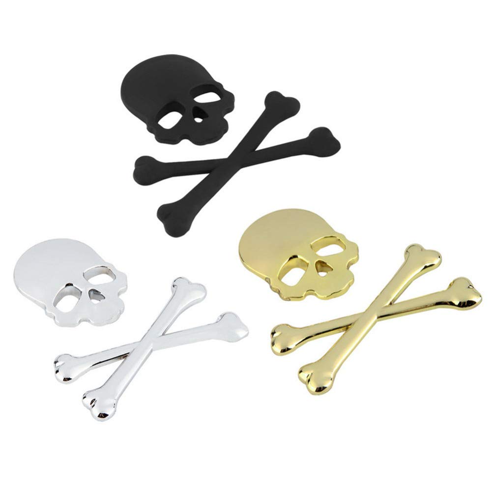 Premium Skull Metal Car Decal - Gold Skull Sticker for Cars, Trucks & Motorcycles - Durable Automotive Badge for Personalization & Style Enhancement