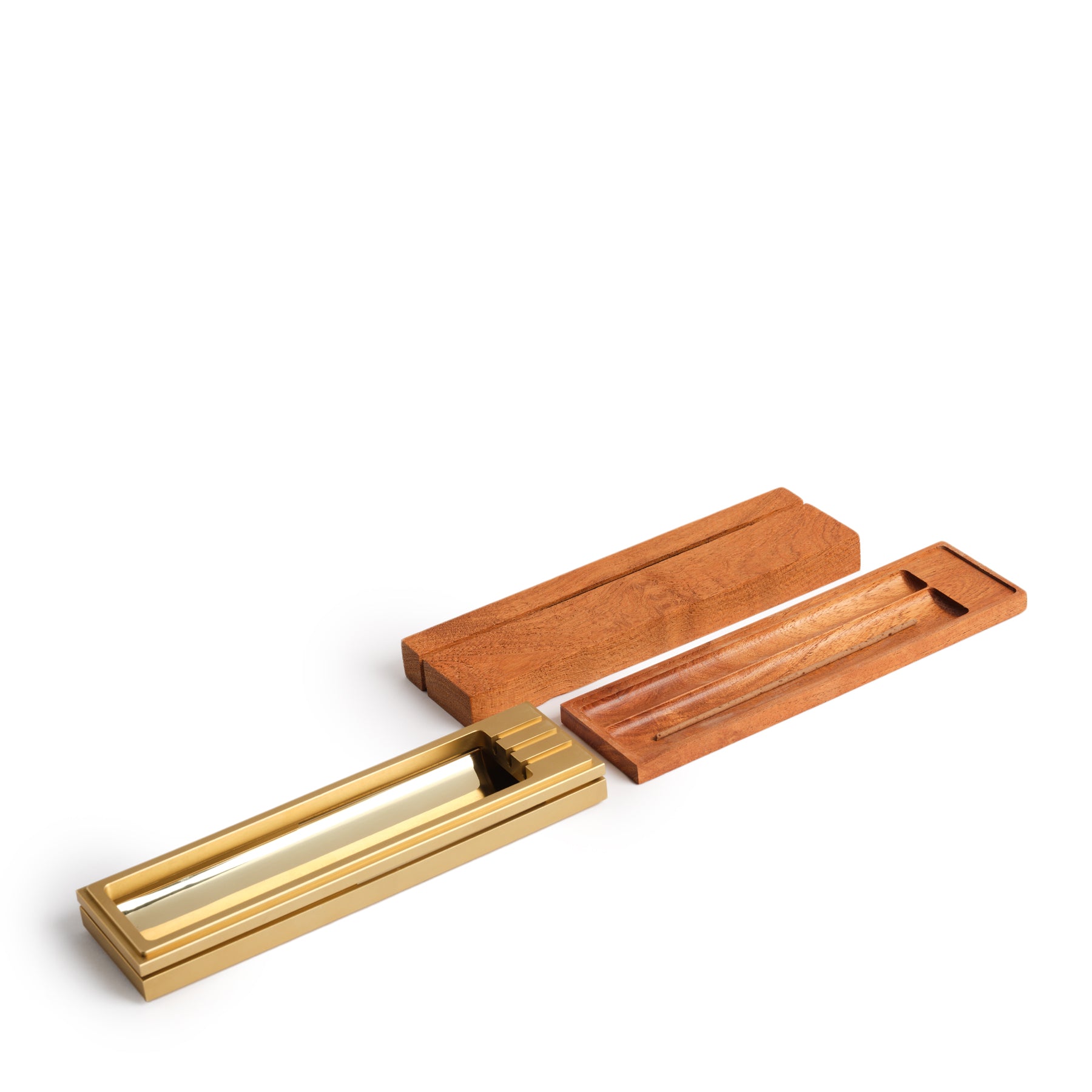 Tall Wood & Satin Brass Box Burner - Elegant Candle Holder for Home Decor, Dining Table Centerpiece, Wedding & Party Decoration