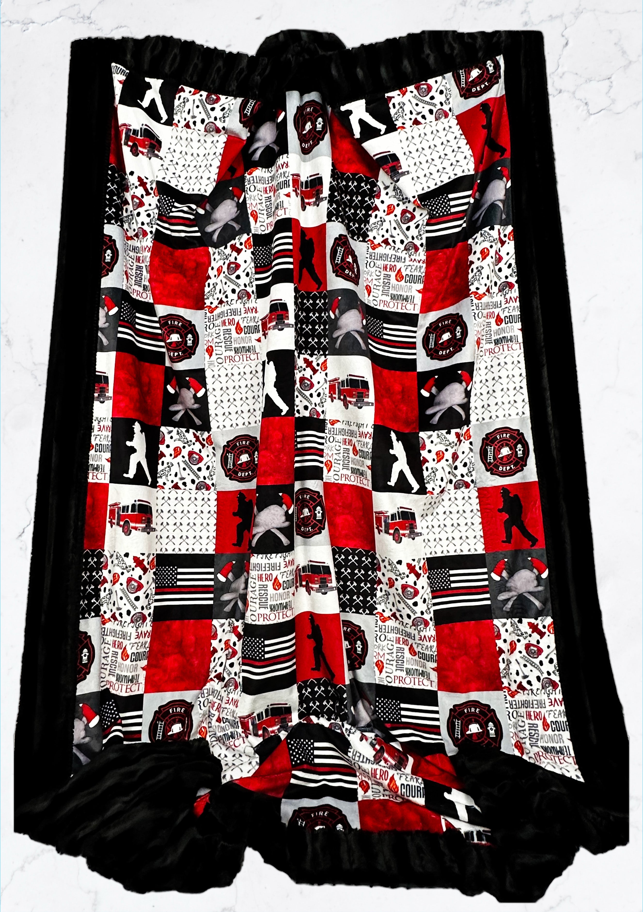 Premium Black Chinchilla Large Blanket 55x75 - Ultra Soft Firefighter Themed Throw Blanket for Cozy Home, Bedroom & Couch - Perfect Gift for Firefighters & First Responders